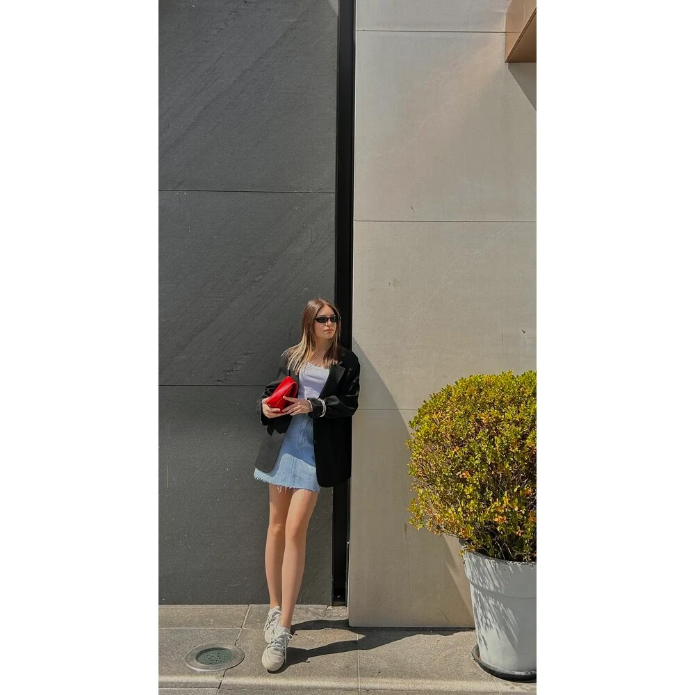 Kısa Denim Etek Light Blue