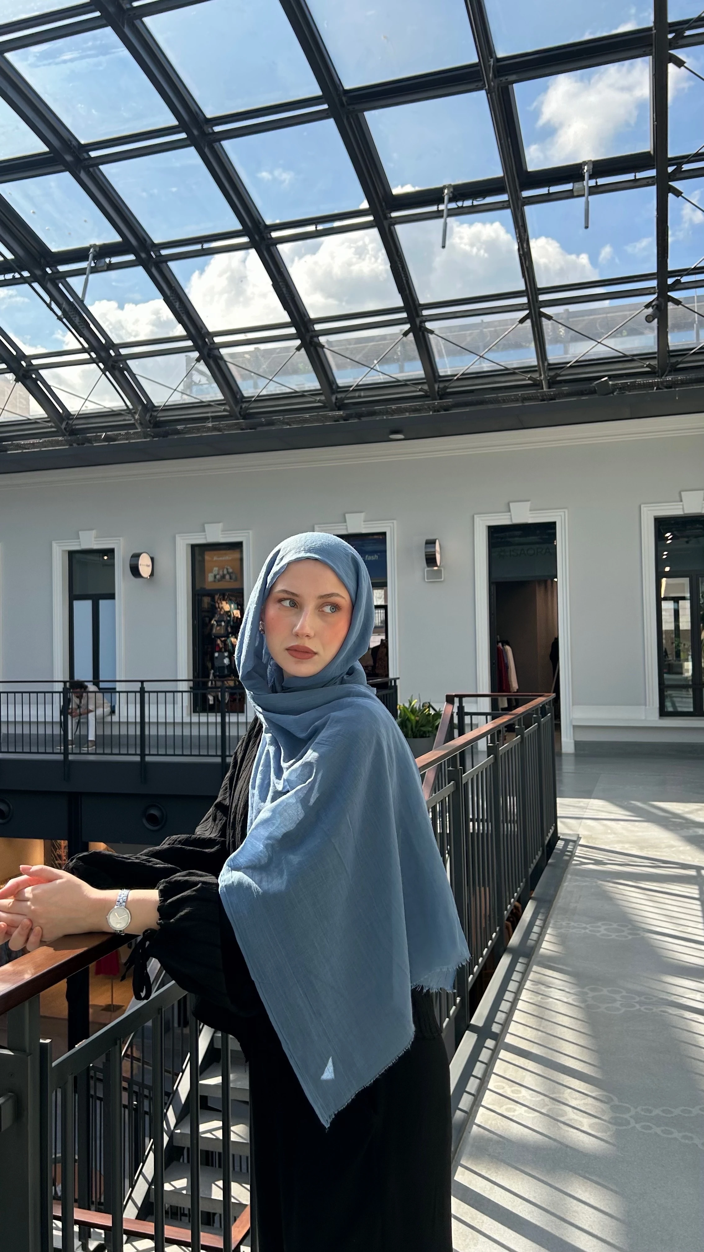 Dubai Pamuk Şal-İndigo Mavisi