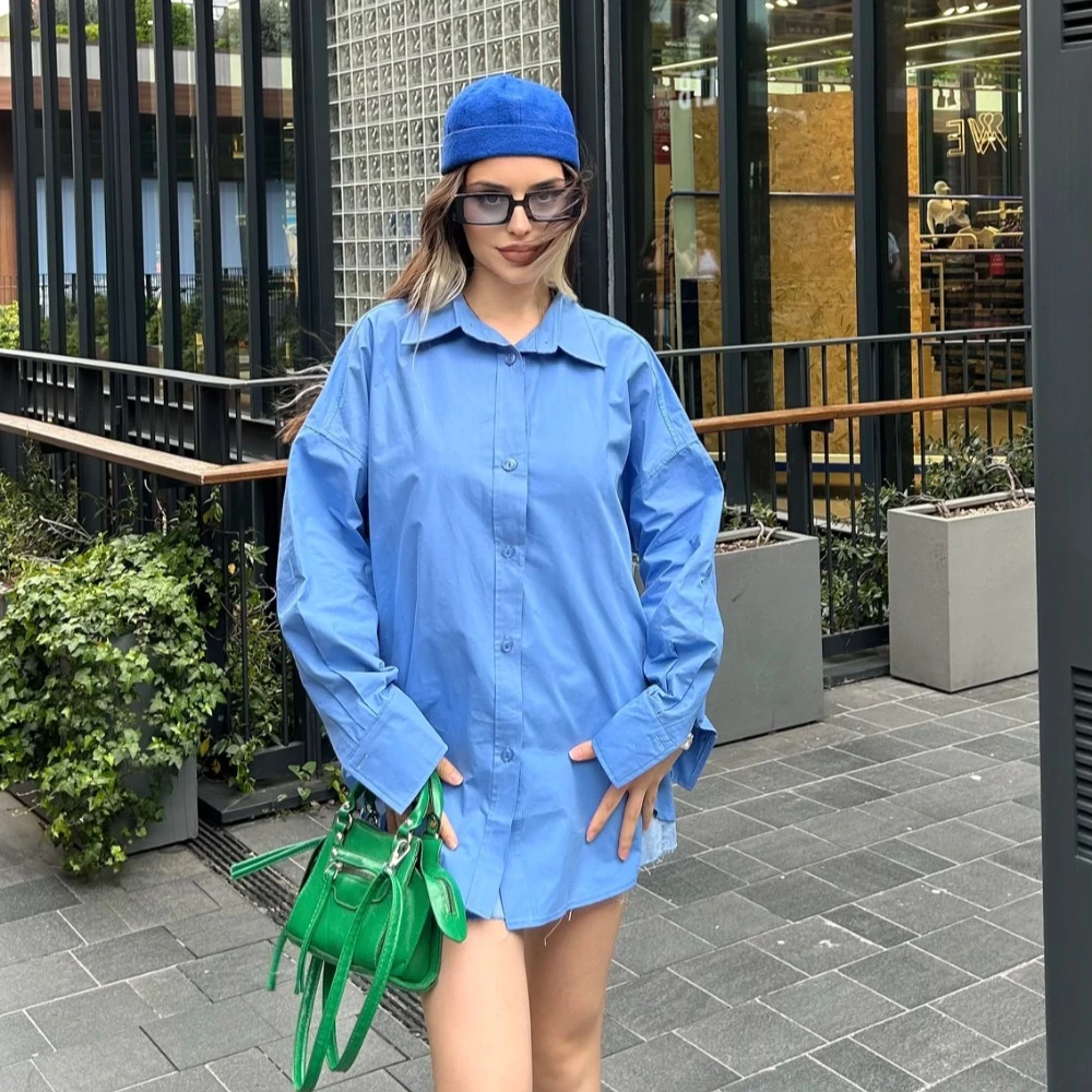 Phoebe Oversize Mavi Gömlek