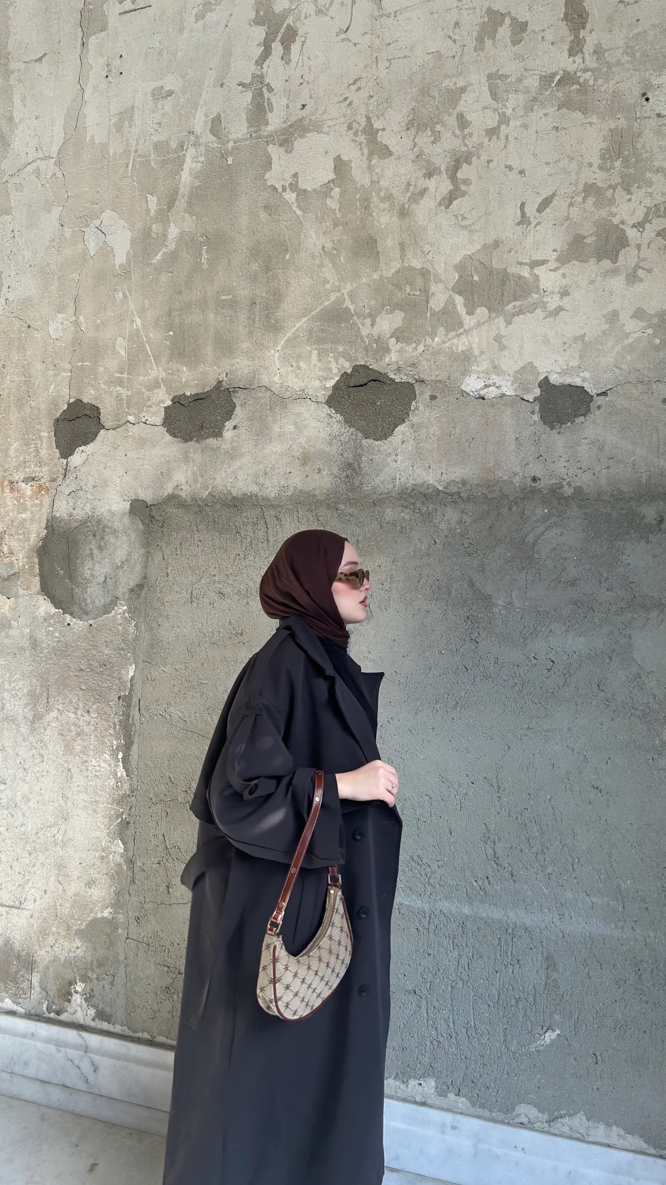 Oversize Uzun Kuşaklı Trençkot-Acı Kahve