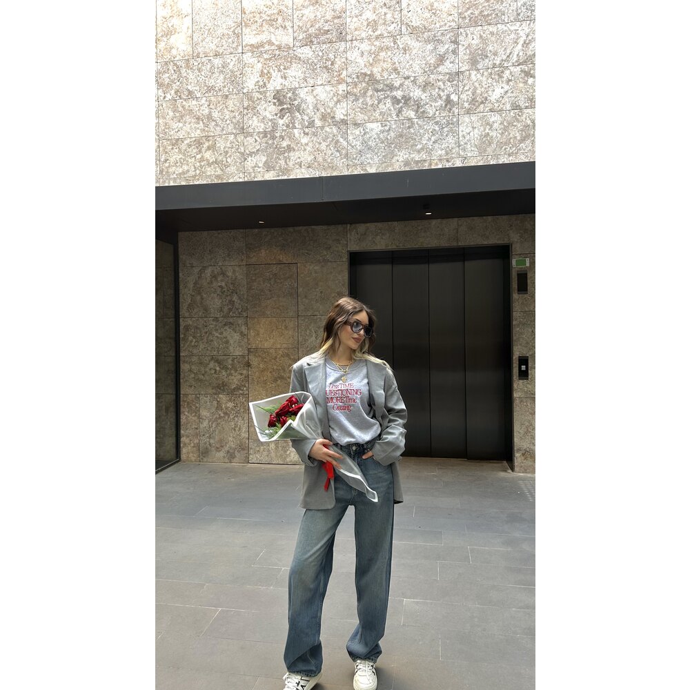 Oversize Blazer Ceket - Gri