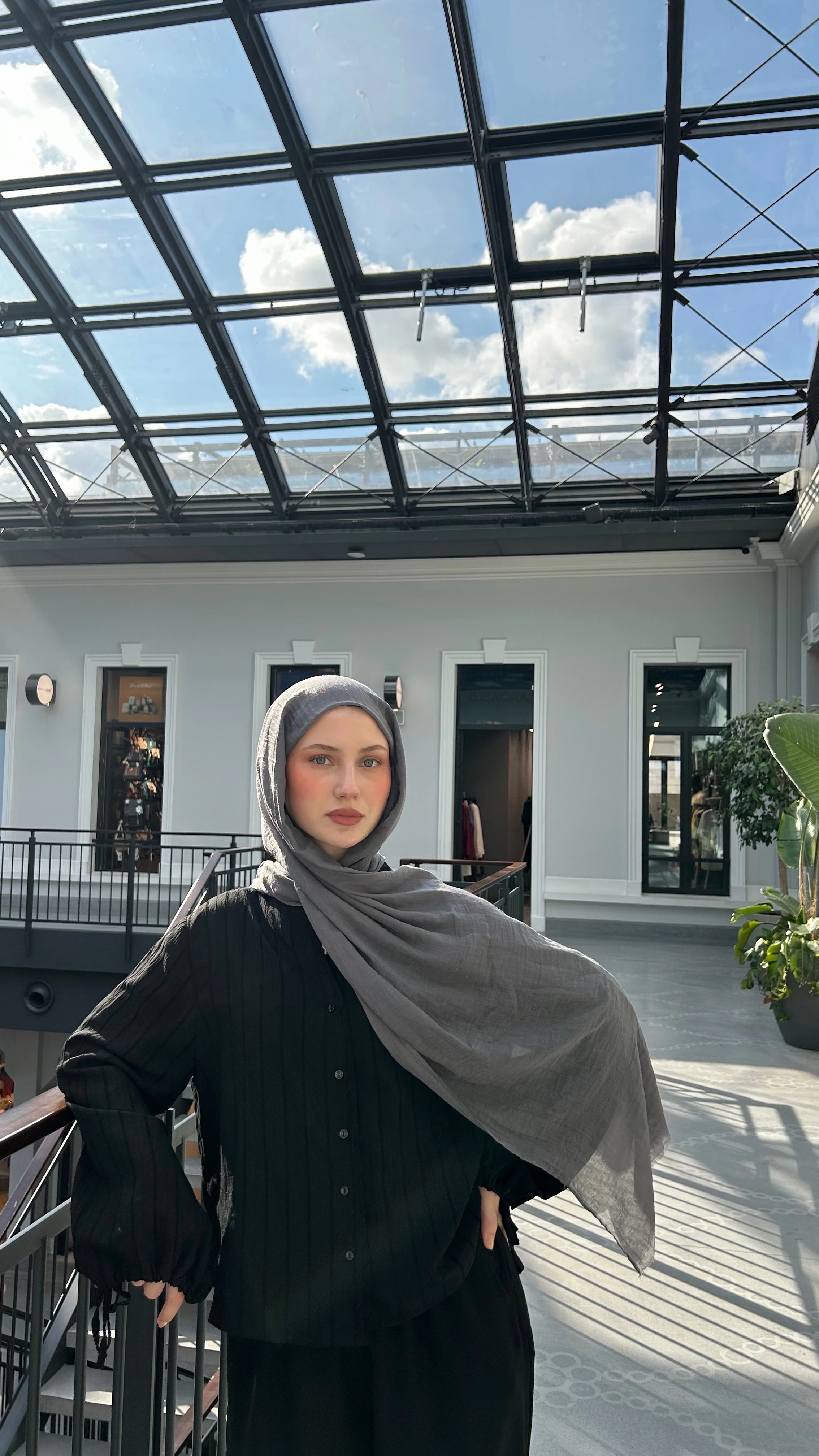 Dubai Pamuk Şal-Koyu Gri