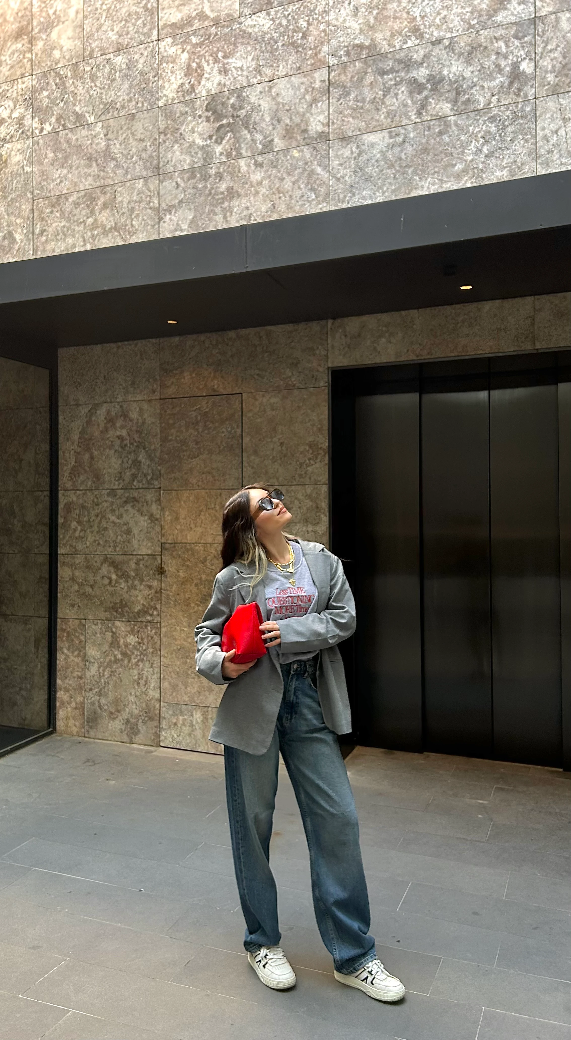 Oversize Blazer Ceket - Gri