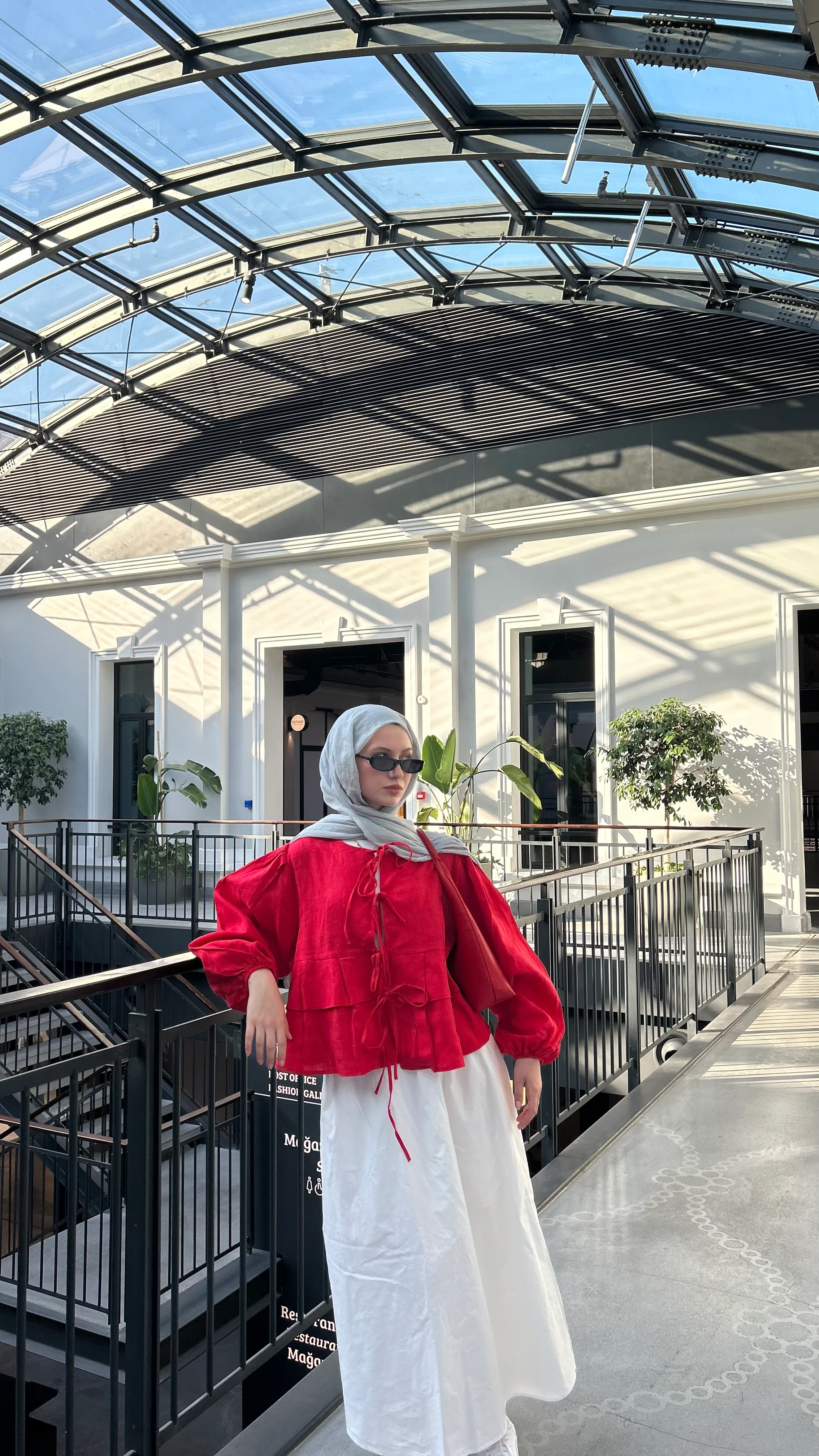 Kırmızı Costa Keten Bluz