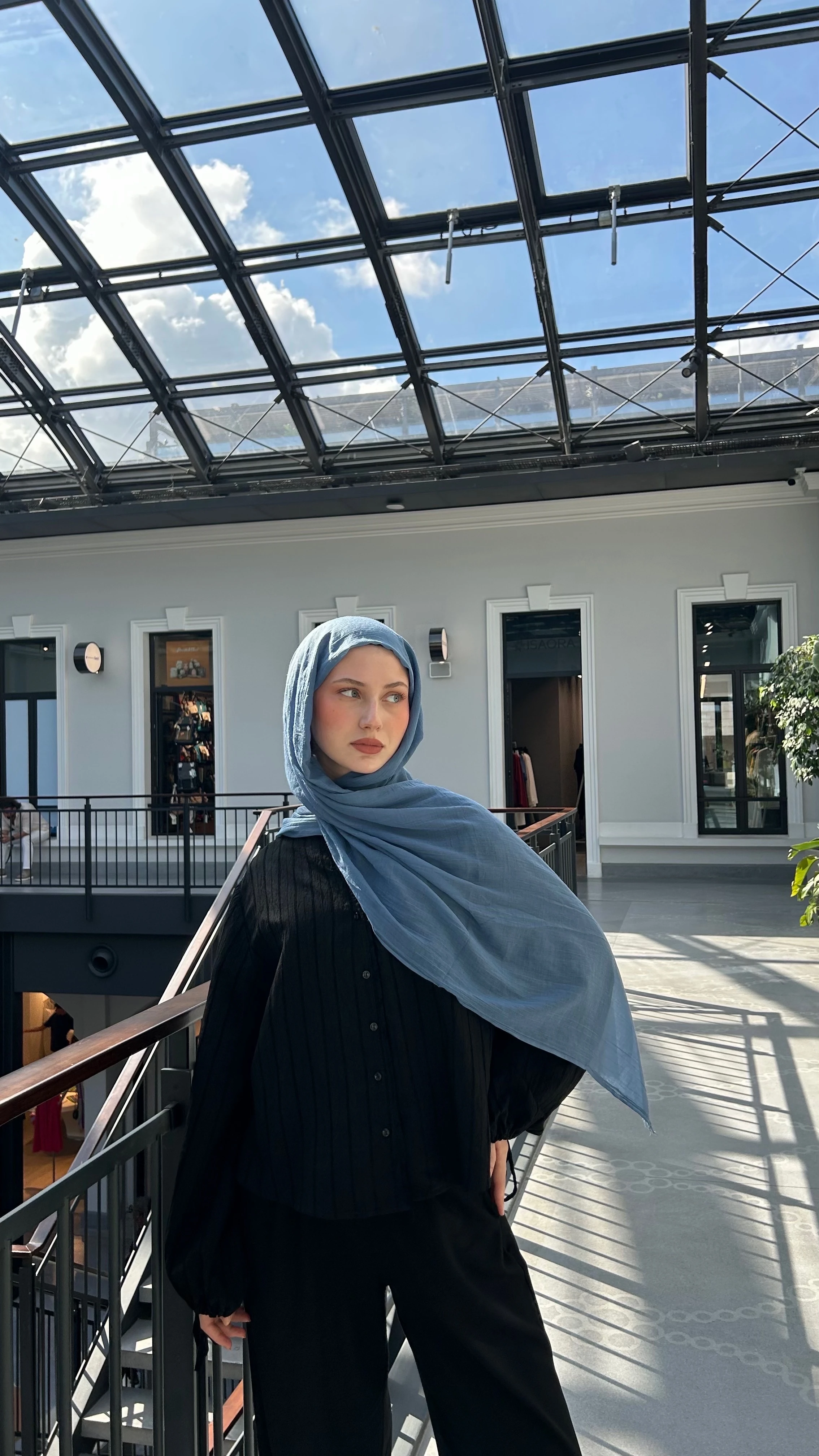 Dubai Pamuk Şal-İndigo Mavisi