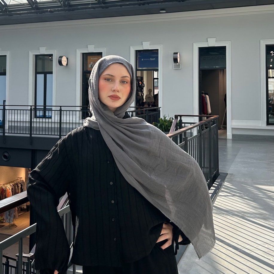 Dubai Pamuk Şal- Koyu Gri