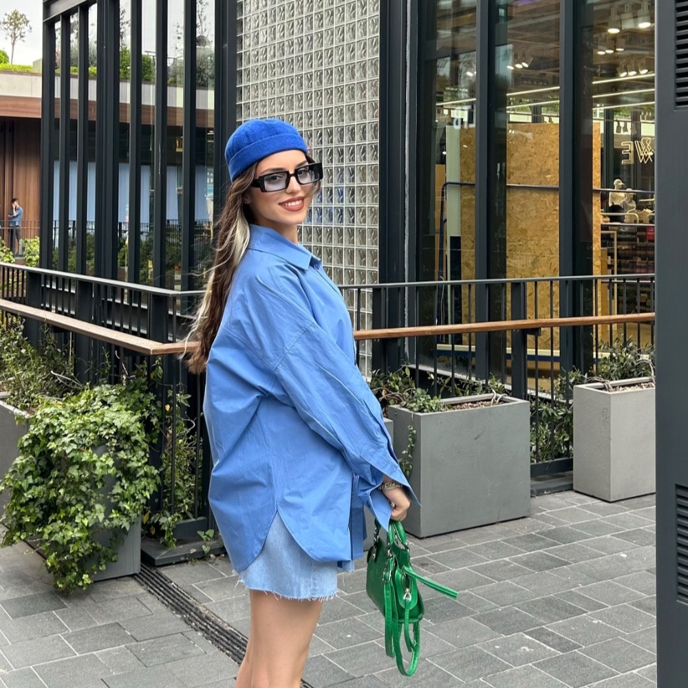 Phoebe Oversize Mavi Gömlek