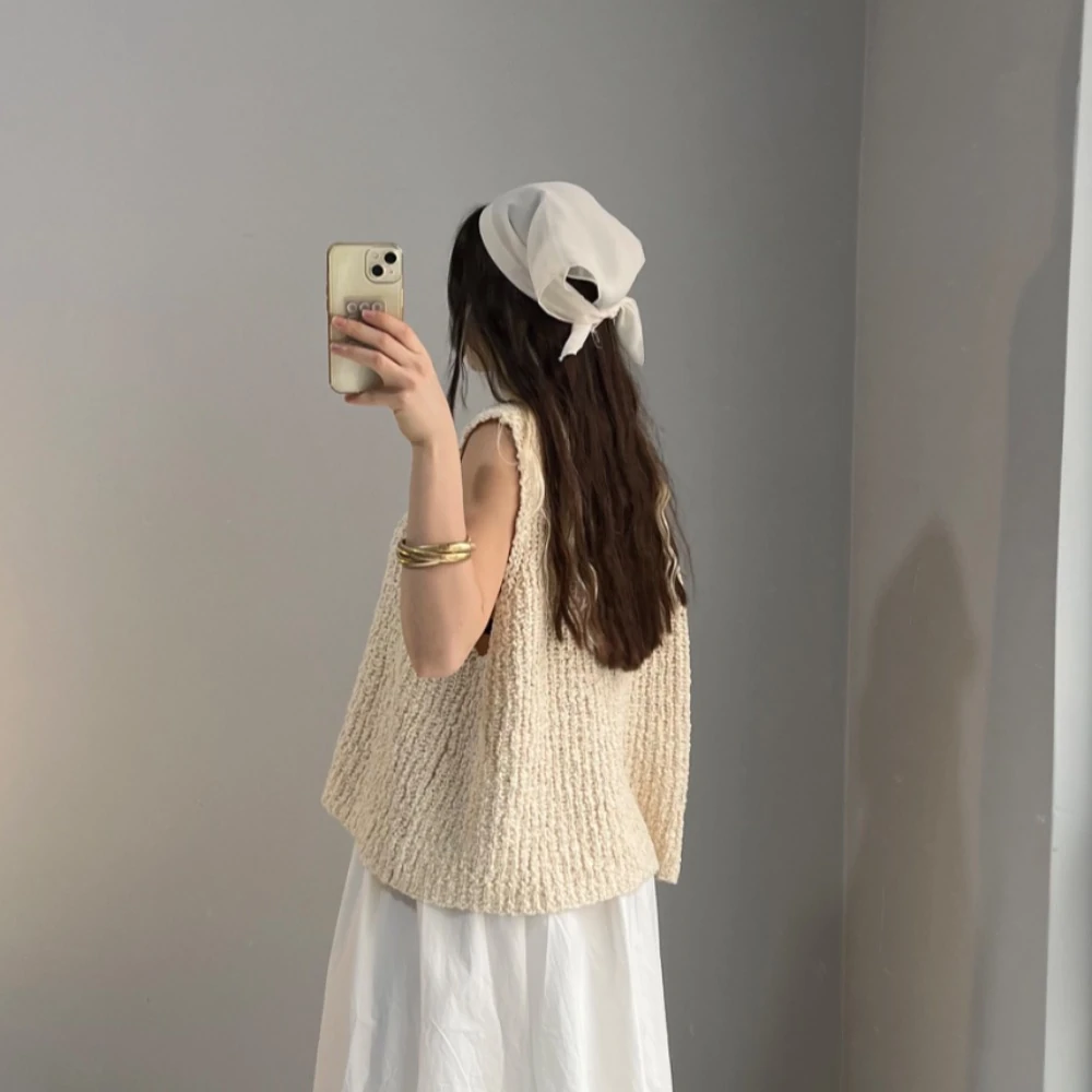 Knitle Rahat Kalıp Triko Crop - Bej