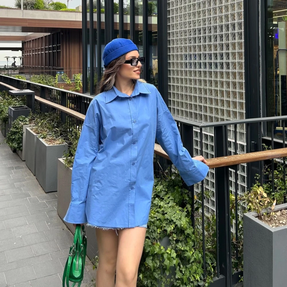 Phoebe Oversize Mavi Gömlek