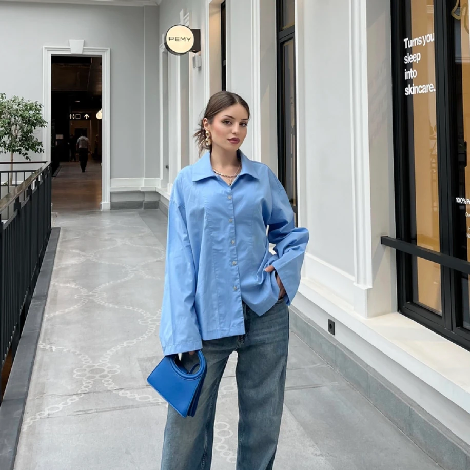 Oversize Mavi Gömlek