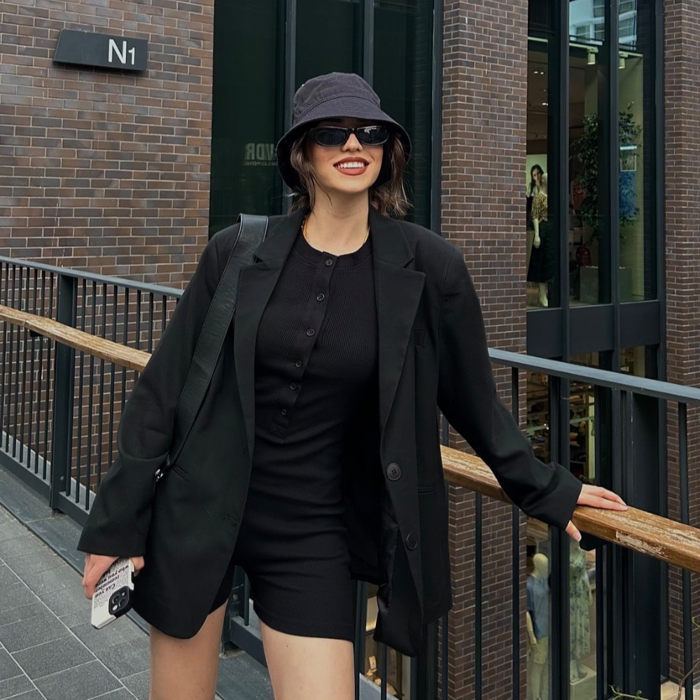 Oversize Blazer Ceket - Siyah