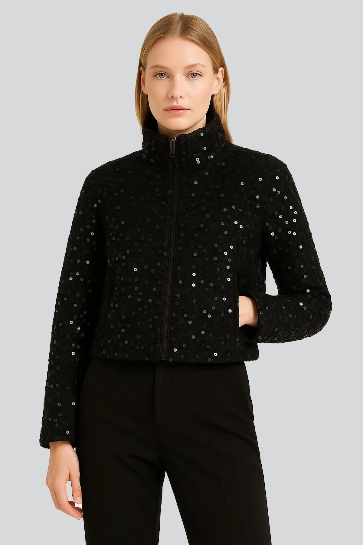 GLIMMA SİYAH PAYETLİ MONT