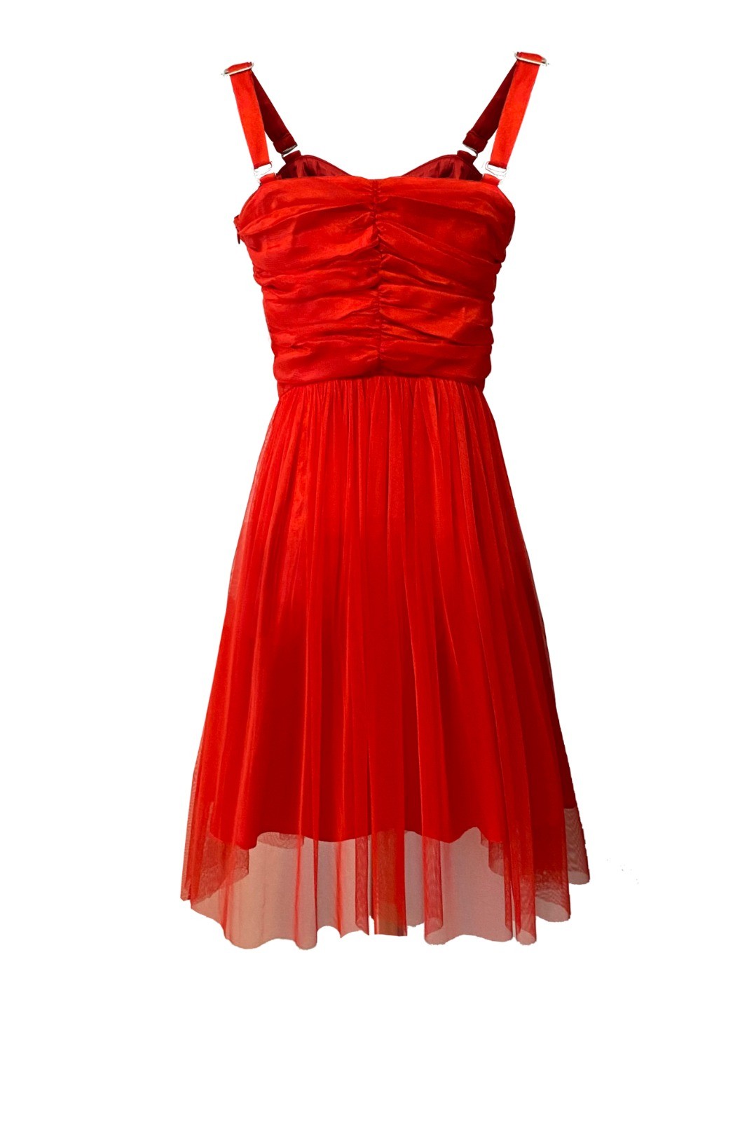 SAGA RED MIDI TULLE DRESS