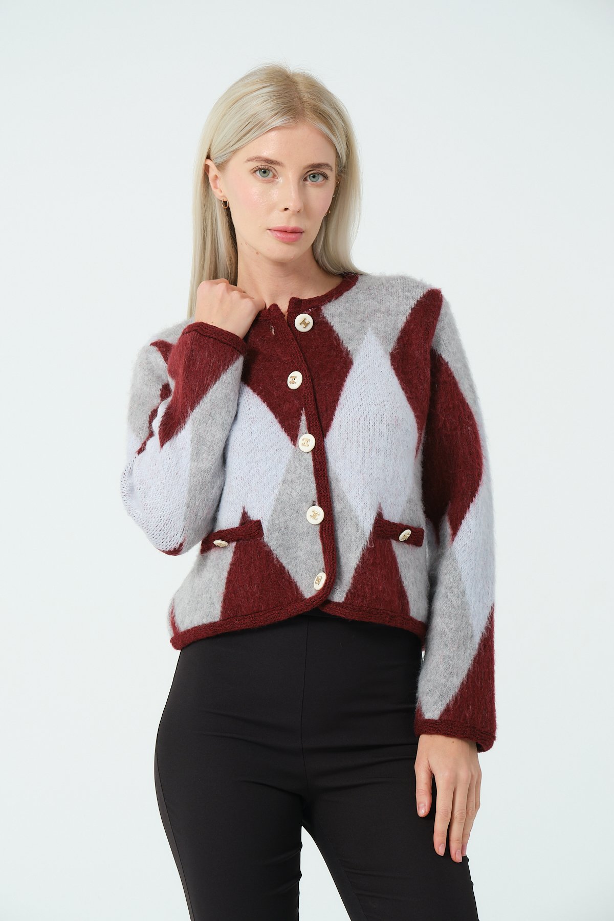 BOMULL CLARET RED KNIT CARDIGAN