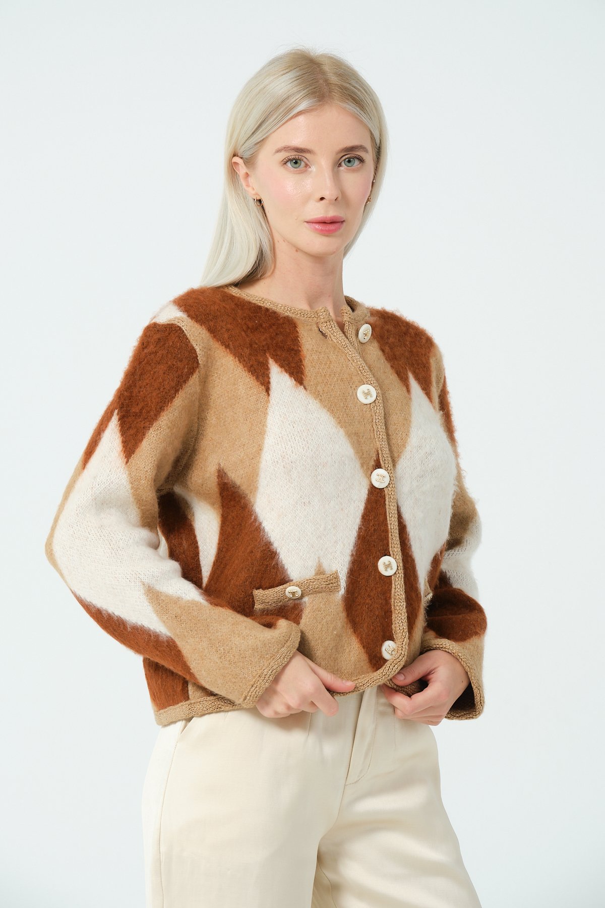 BOMULL BROWN KNITWEAR CARDIGAN