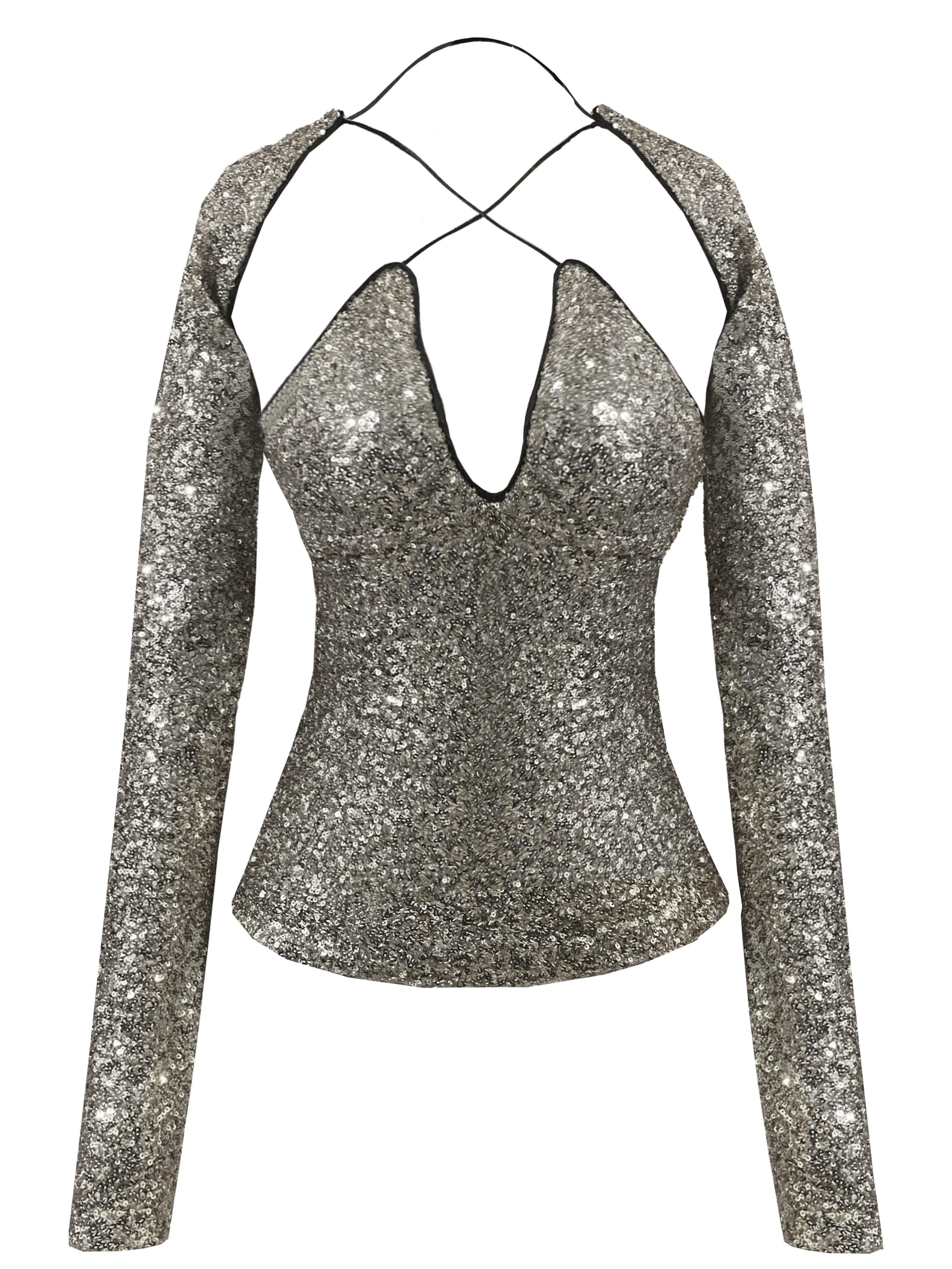 FEST SILVER SEQUIN BLOUSE