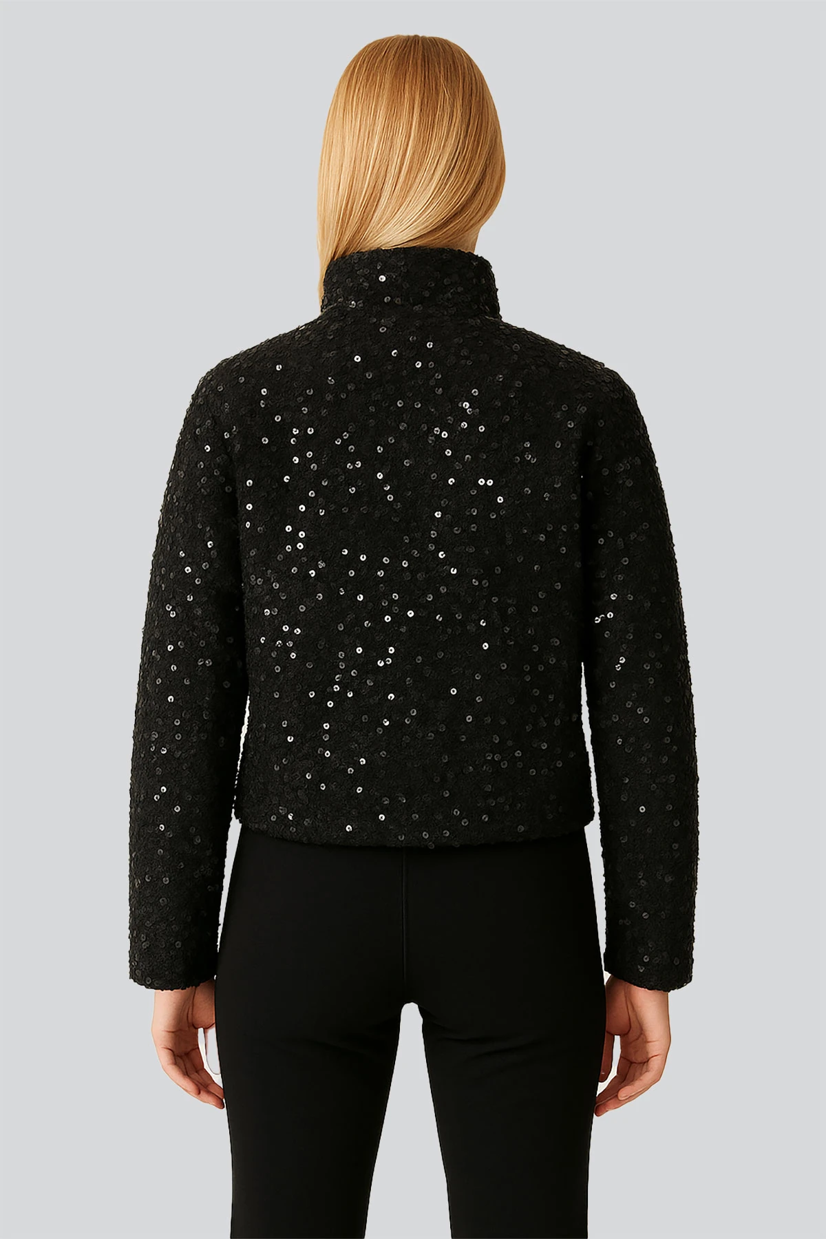 GLIMMA SİYAH PAYETLİ MONT