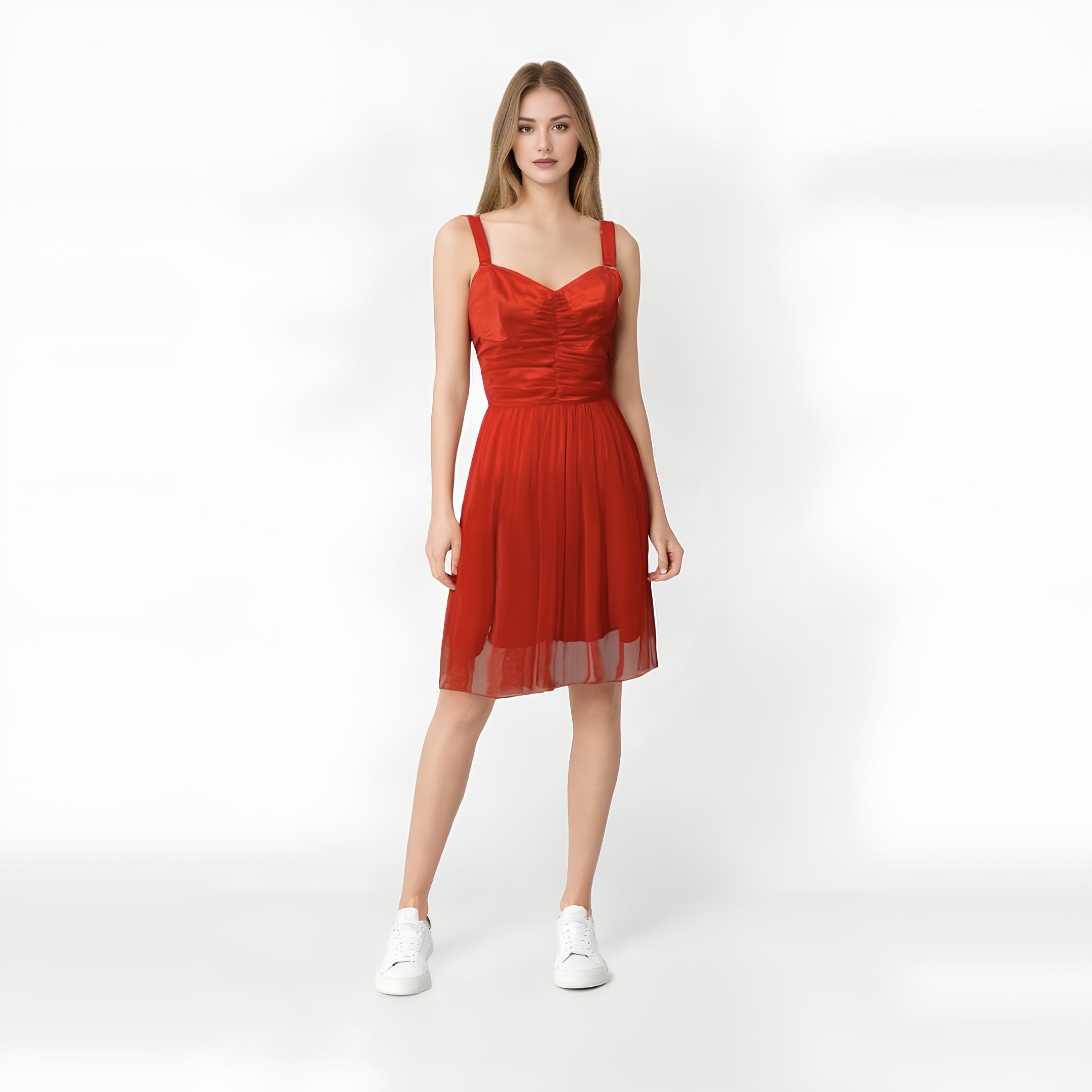 SAGA RED MIDI TULLE DRESS