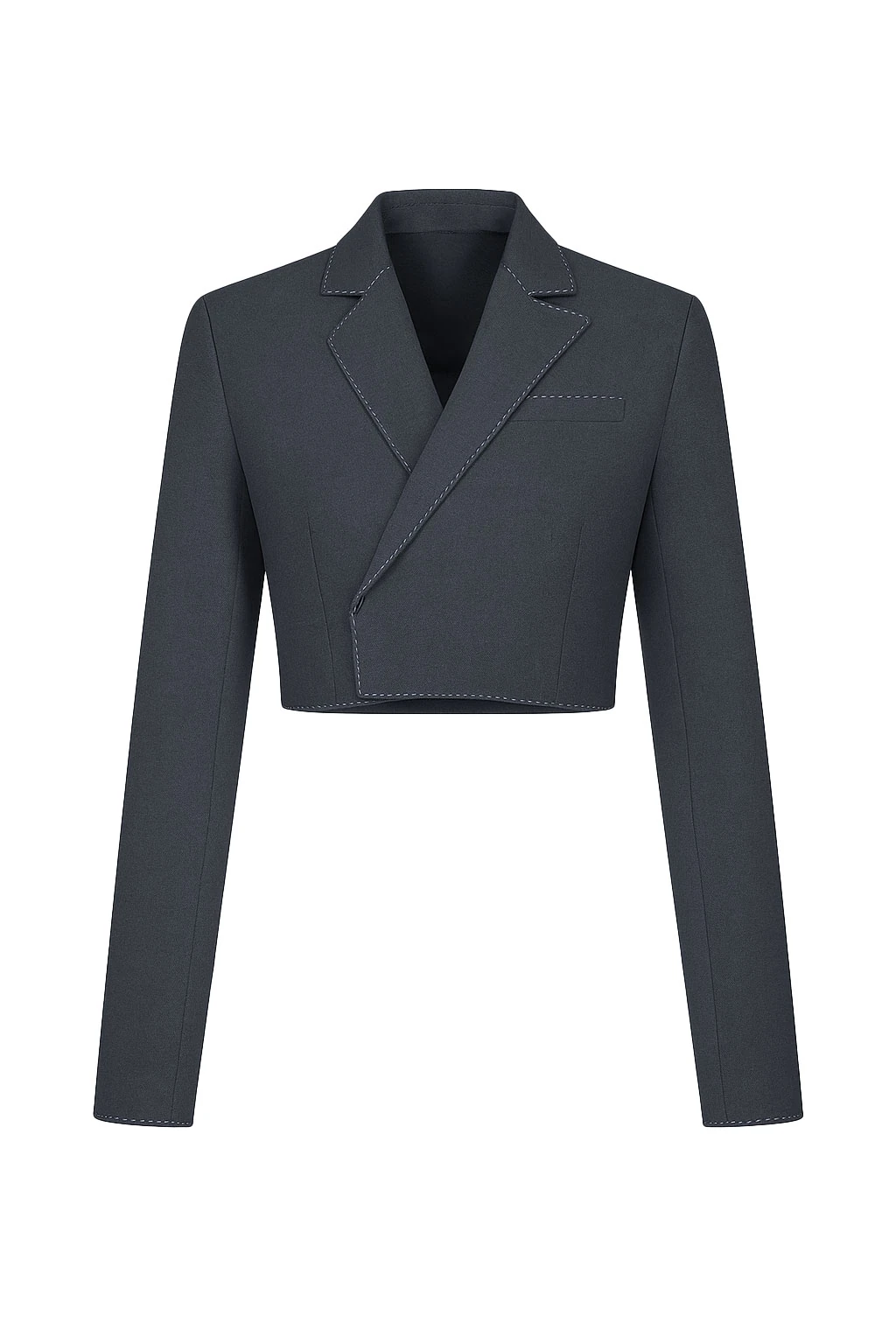 LUNÉ LACİVERT CROP CEKET