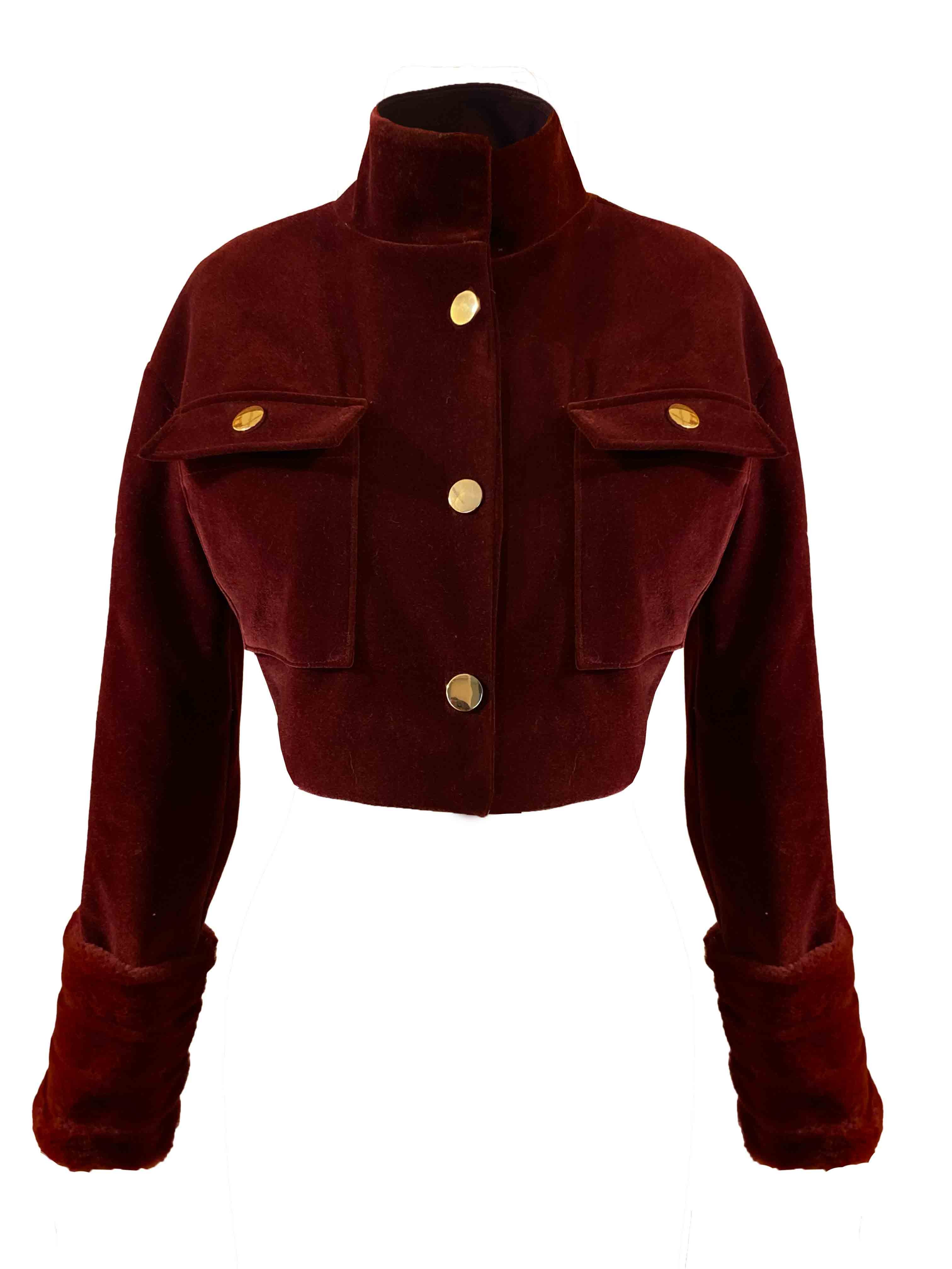 LYXA BURGUNDY CROP JACKET 