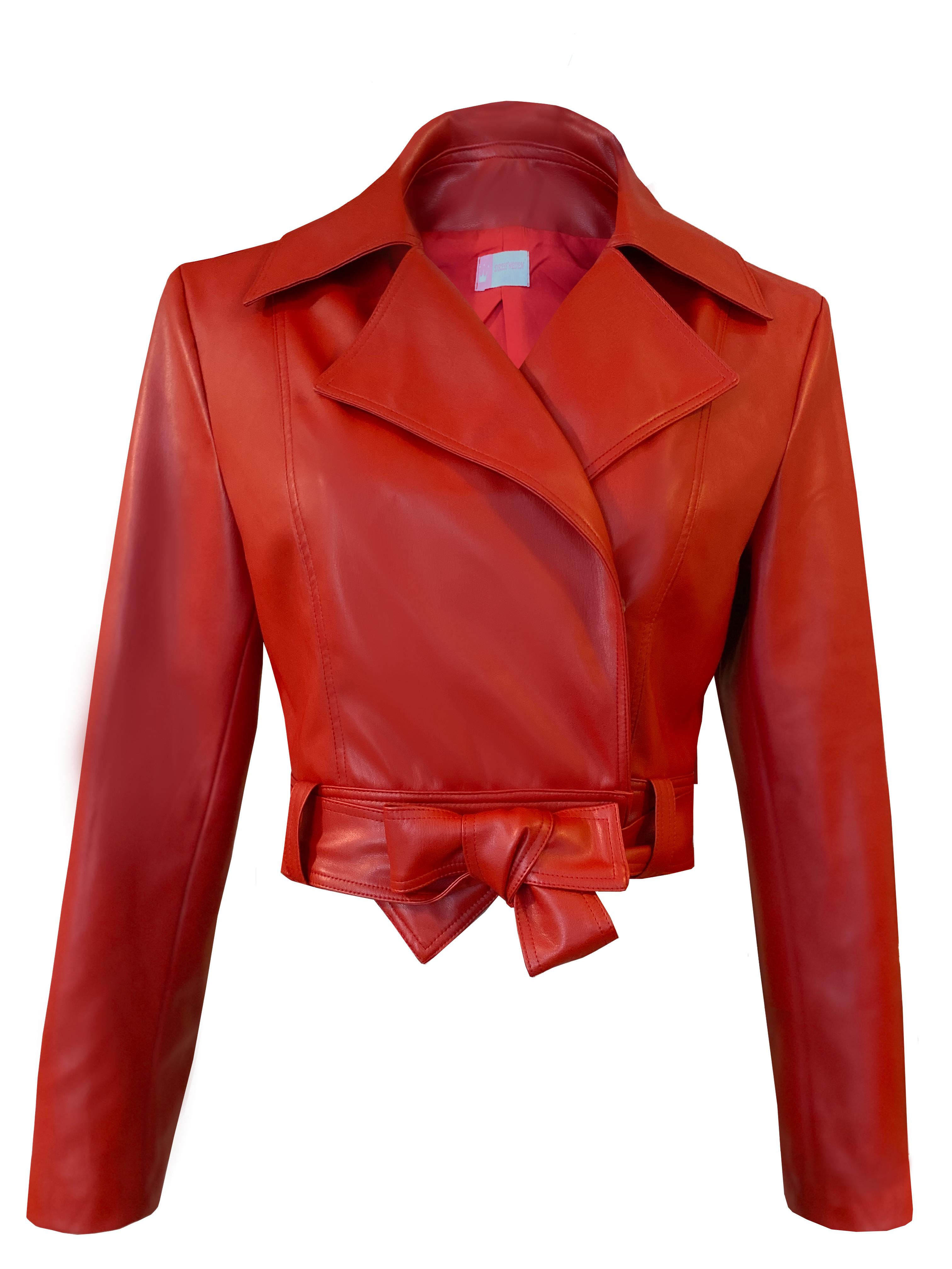 VINDA RED VEGAN LEATHER JACKET