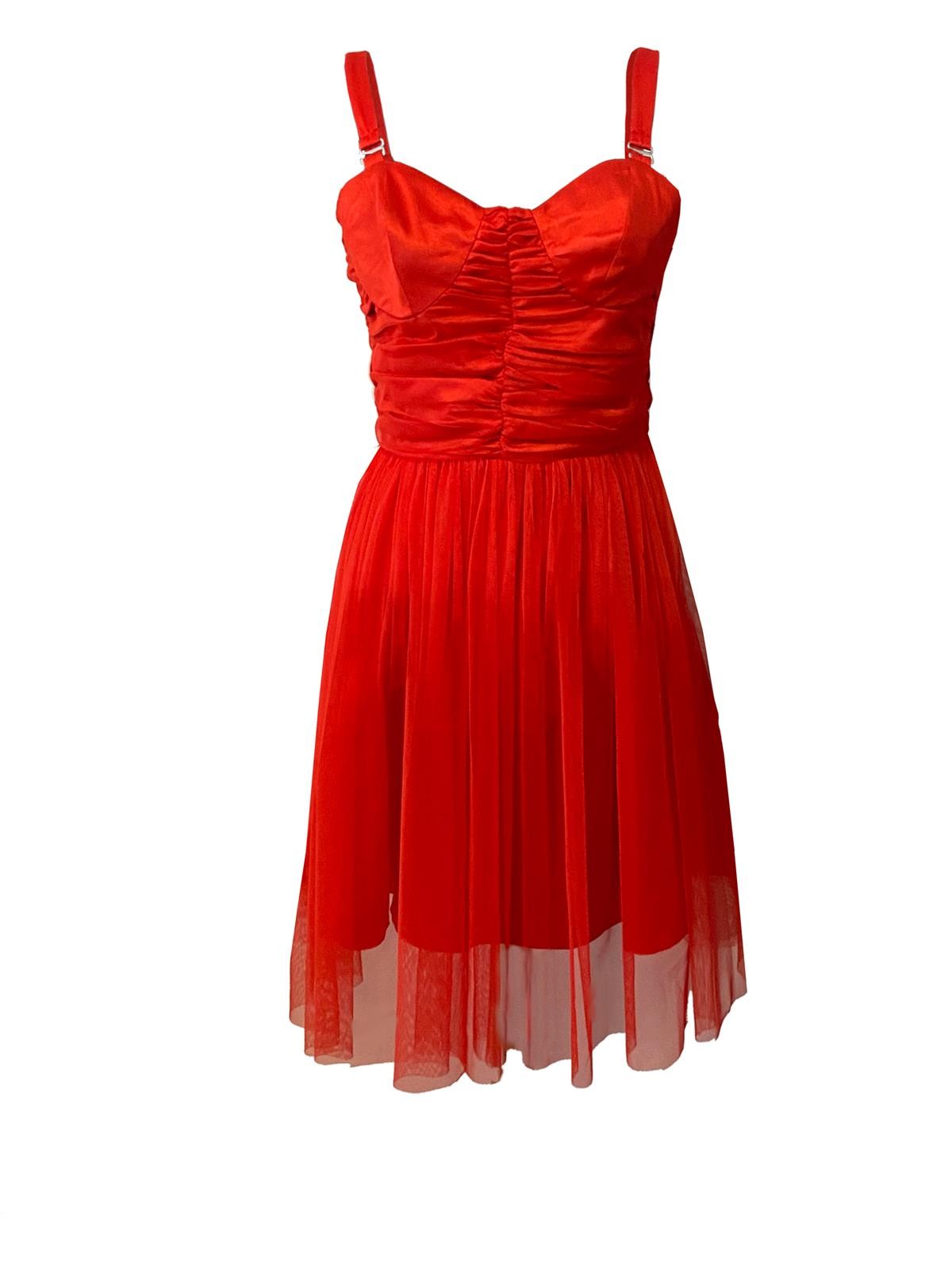 SAGA RED MIDI TULLE DRESS