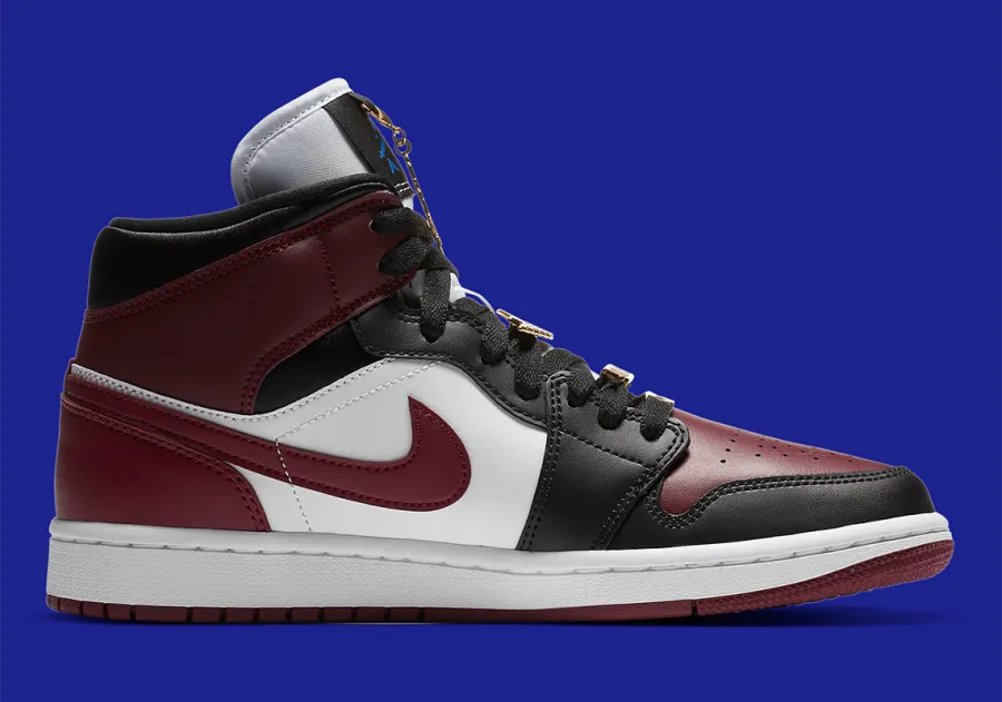 Jordan 1 Mid Maroon Gold Pendants