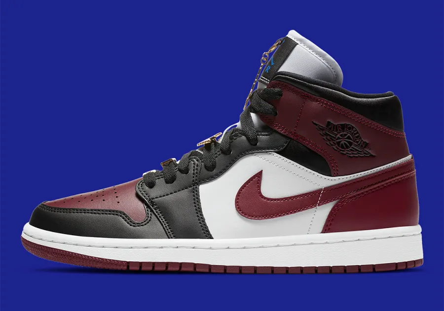 Jordan 1 Mid Maroon Gold Pendants