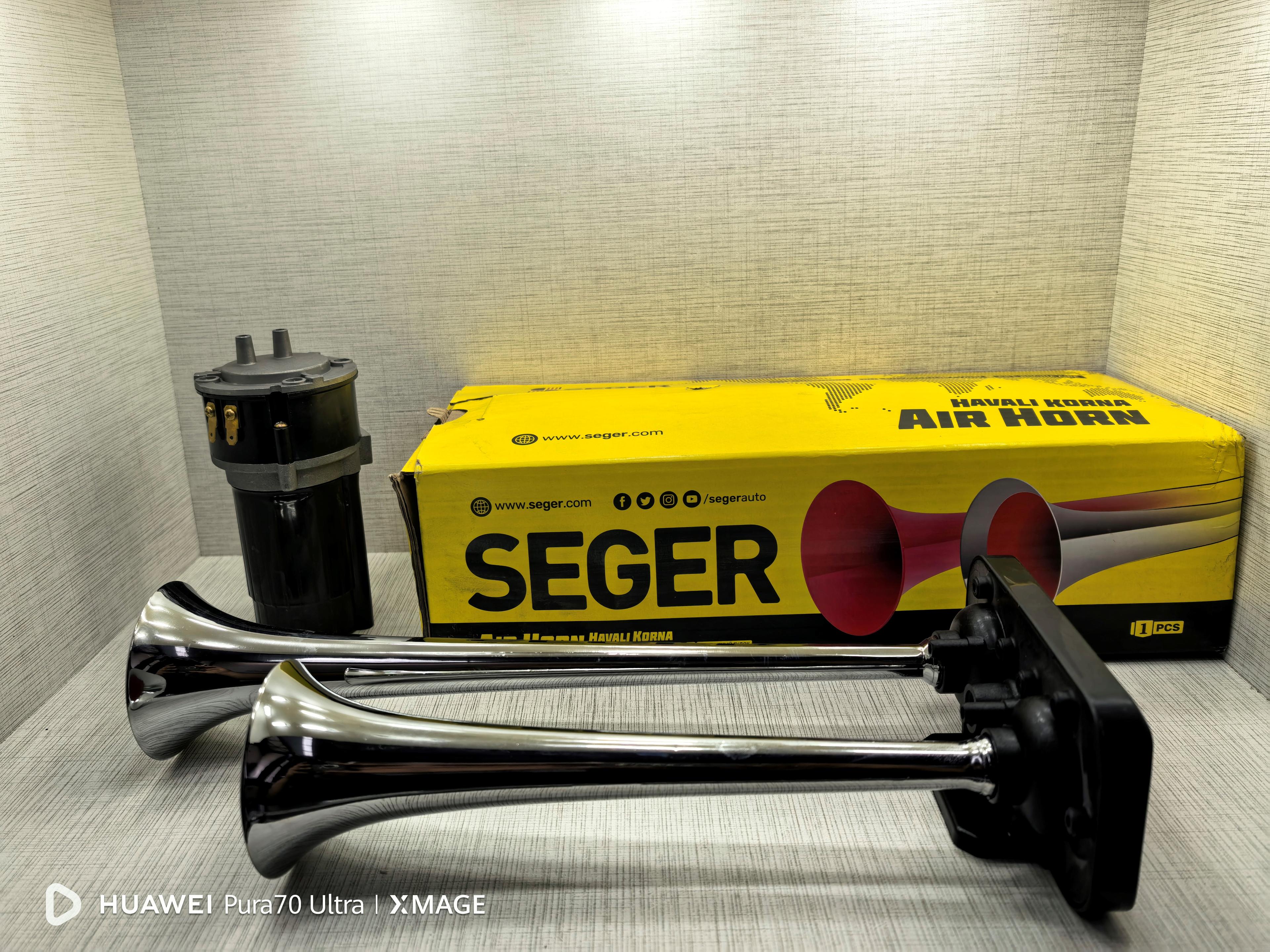 Havalı Korna SEGER İkili Krom Fala Fala 12V Motorlu