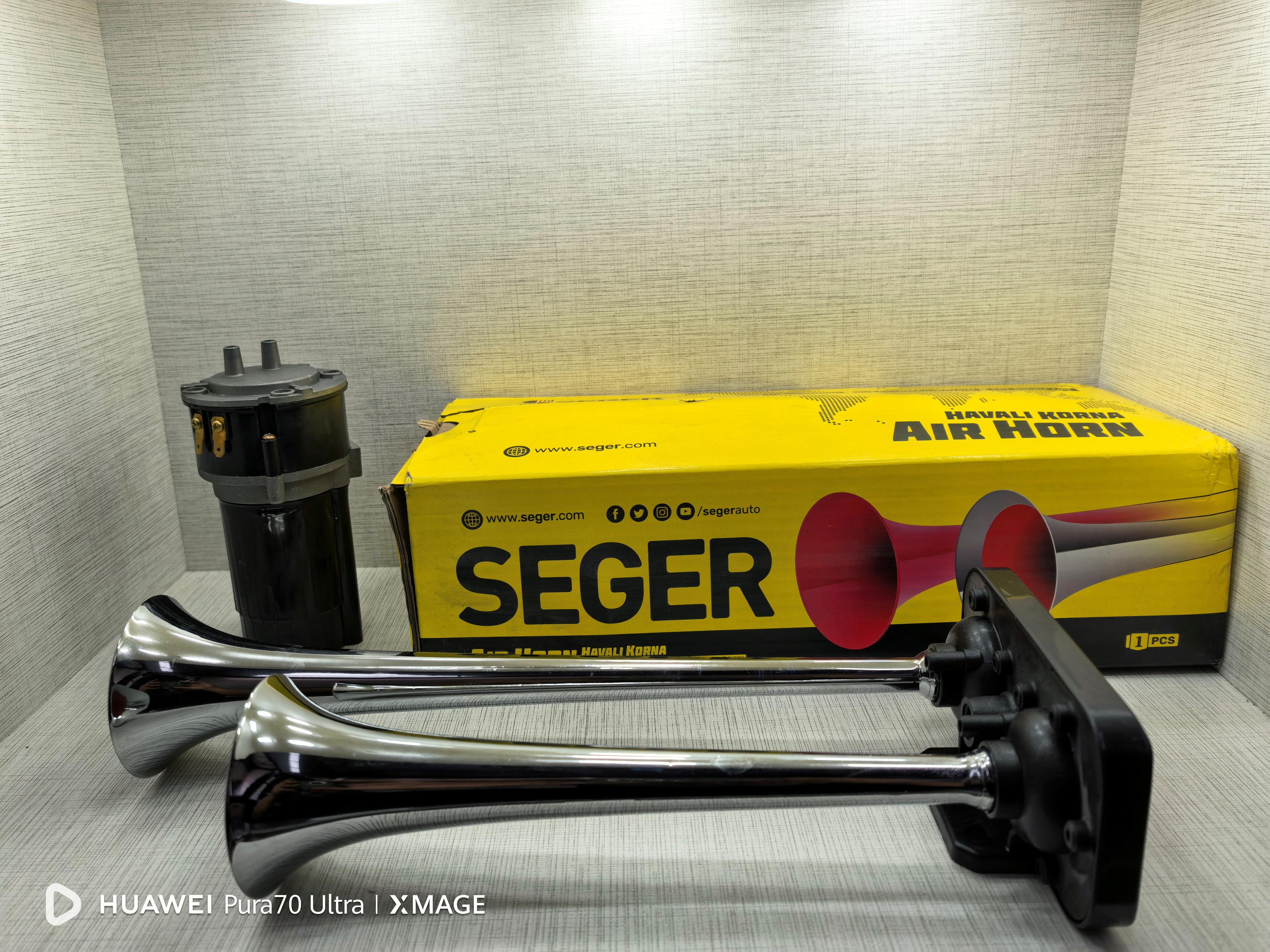 Havalı Korna SEGER İkili Krom Fala Fala 12V Motorlu