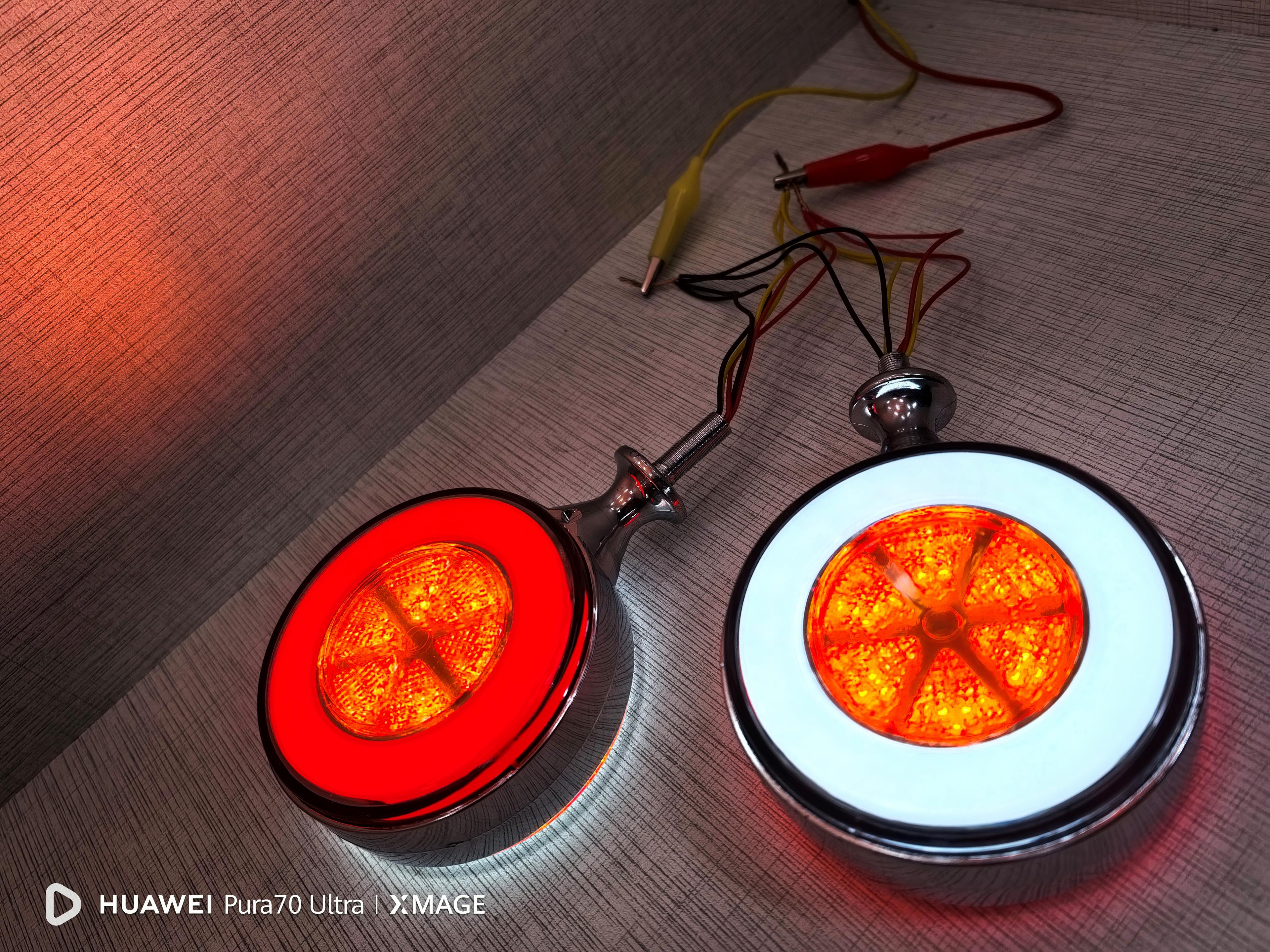Ayna Altı Küpe Led Neon Krom Gövdeli Sinyalli Kırmızı - Beyaz 12V