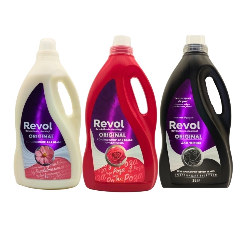 Revol Sıvı Çamaşır Deterjanı Avantaj Paketi gül (renkli, beyaz, siyah)