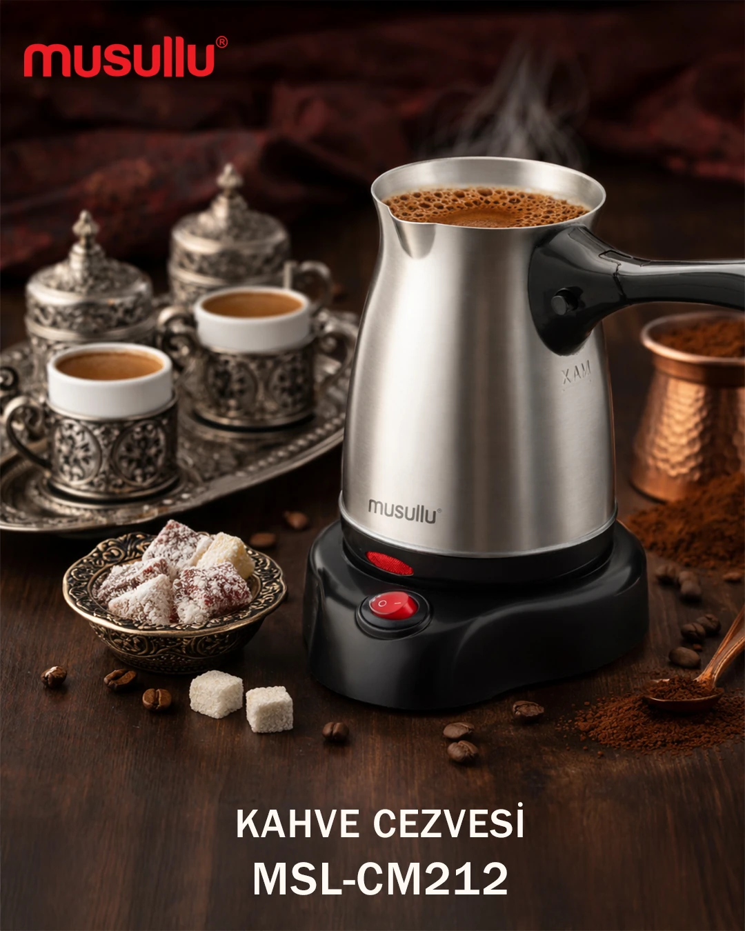 Musullu MSL-CM212 Elektrikli Cezve Çelik