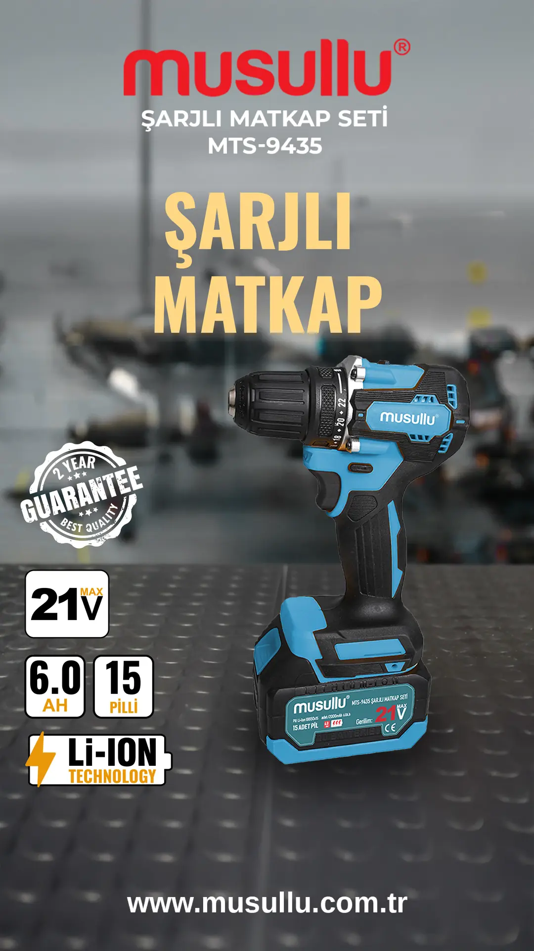 Musullu MTS-9435 Şarjlı Matkap Seti