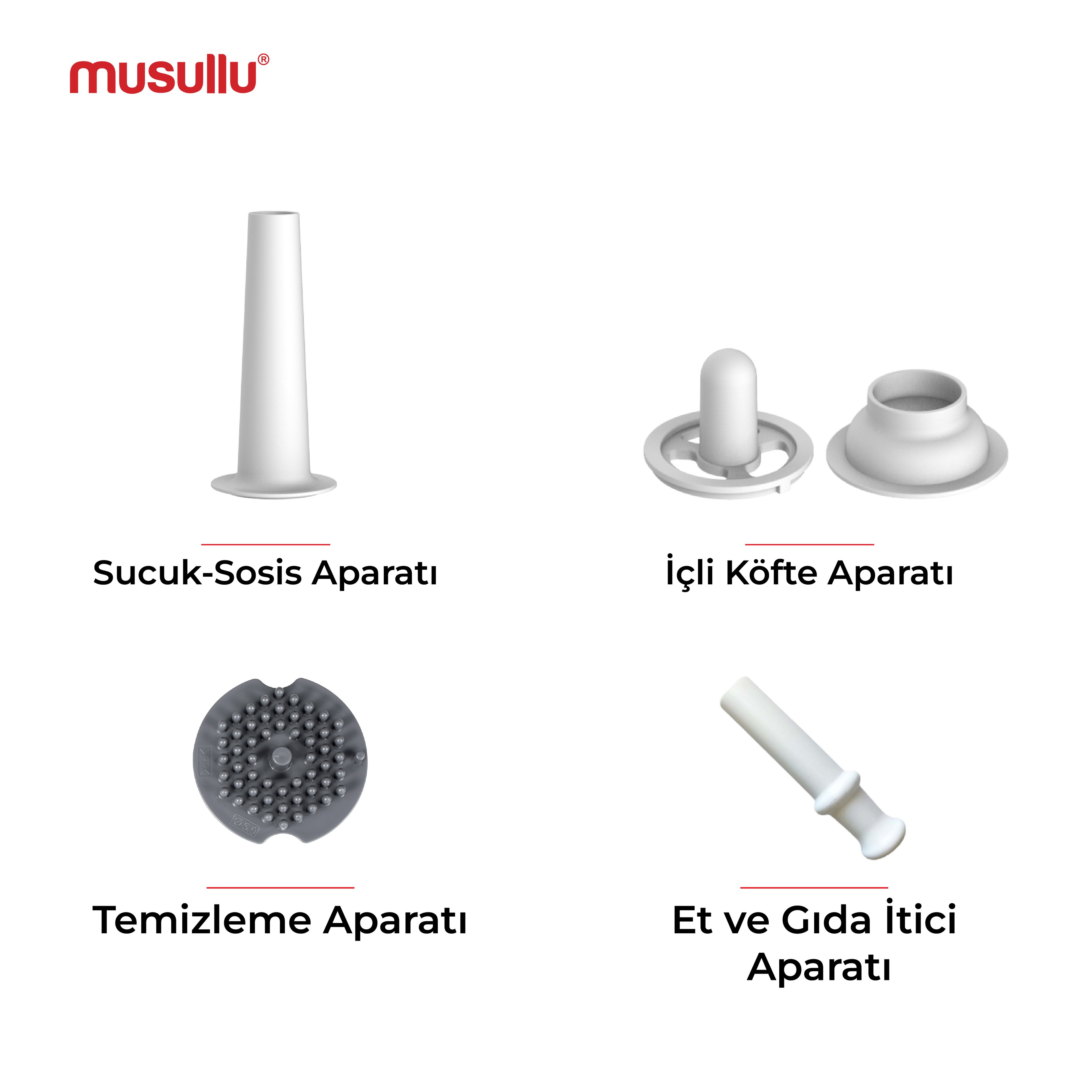 Musullu 2700W Et Kıyma, İçli Köfte, Salça, Sosis, Sucuk Makinesi