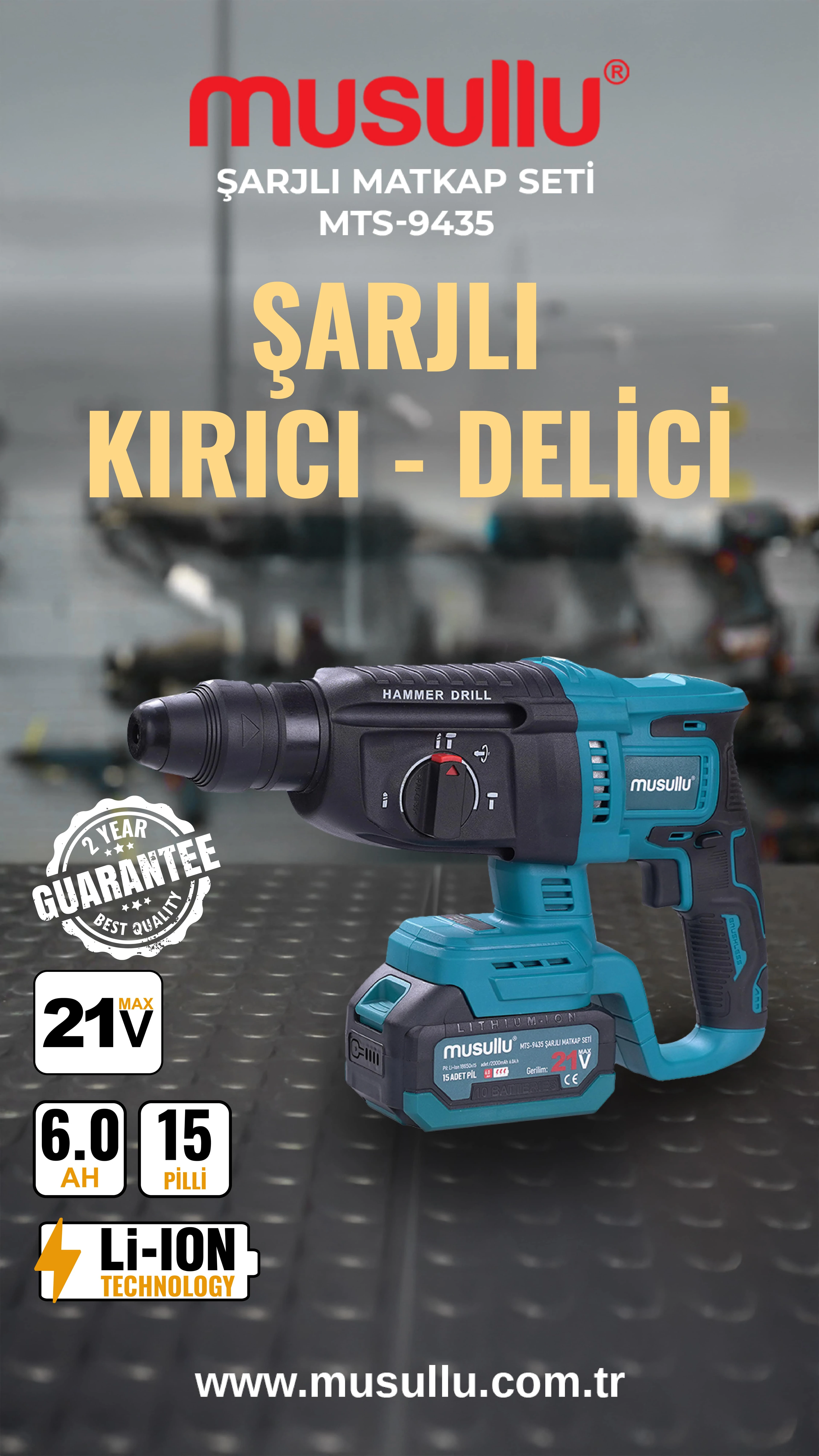 Musullu MTS-9435 Şarjlı Matkap Seti