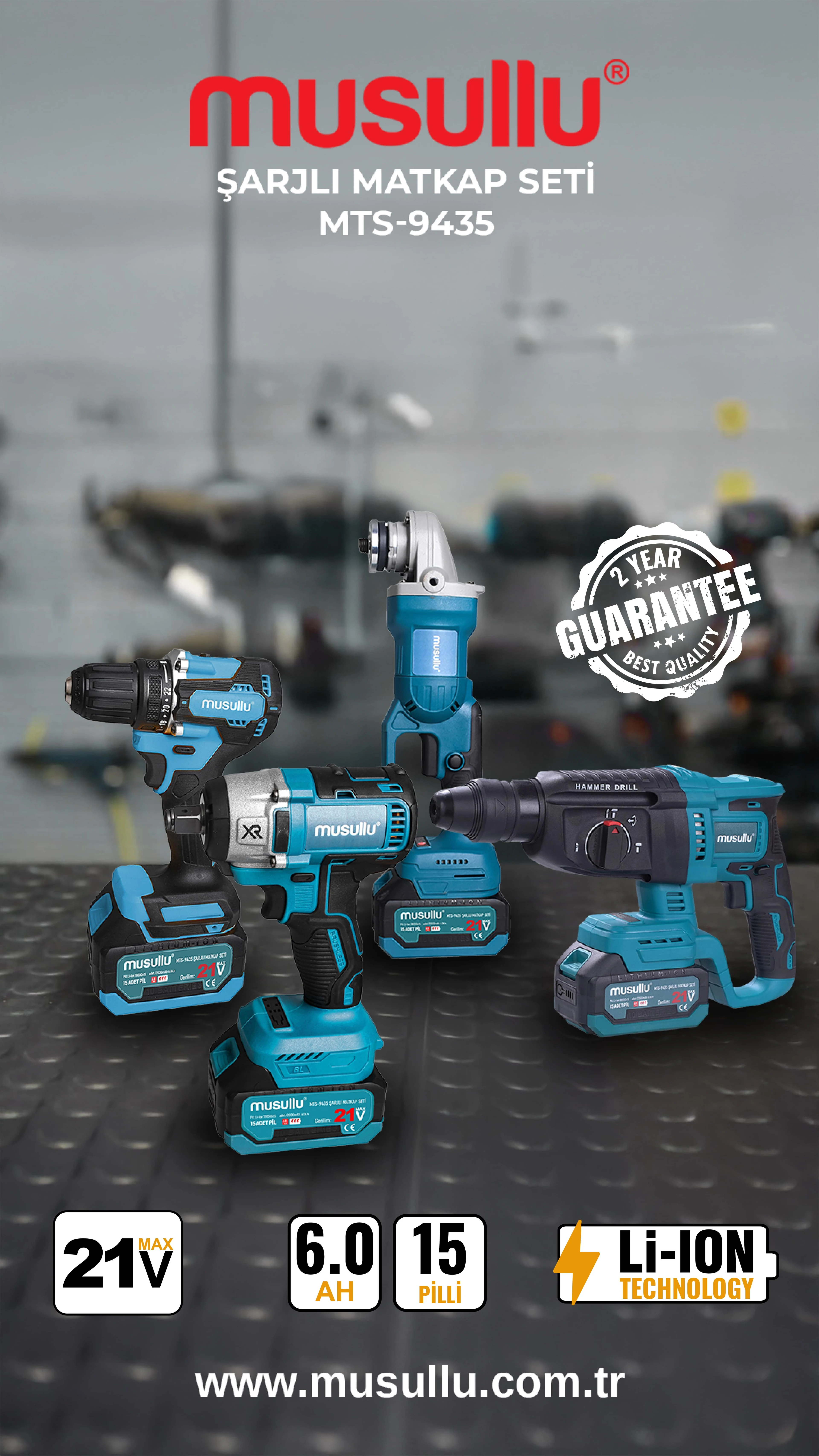 Musullu MTS-9435 Şarjlı Matkap Seti