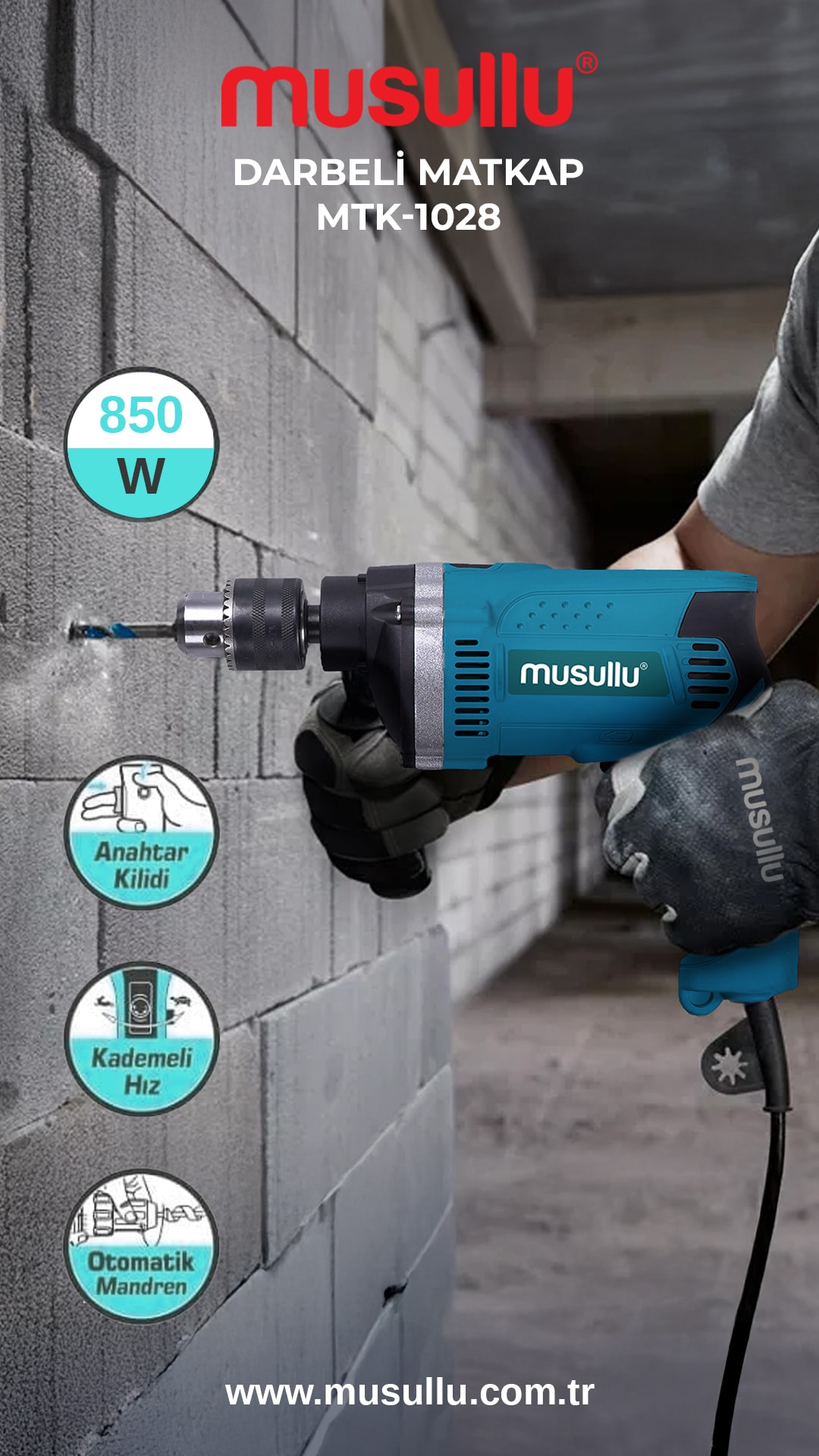 MUSULLU MTK-1028 ELEKTRİKLİ MATKAP