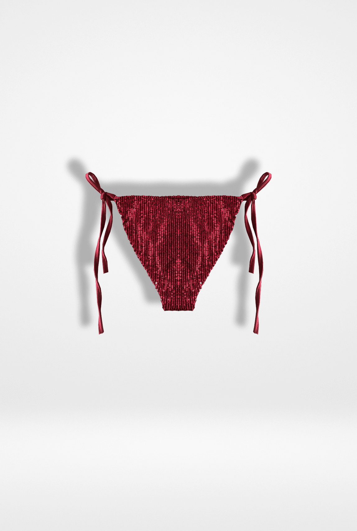 Bordo Pul Payet Bağcıklı Bikini Altı