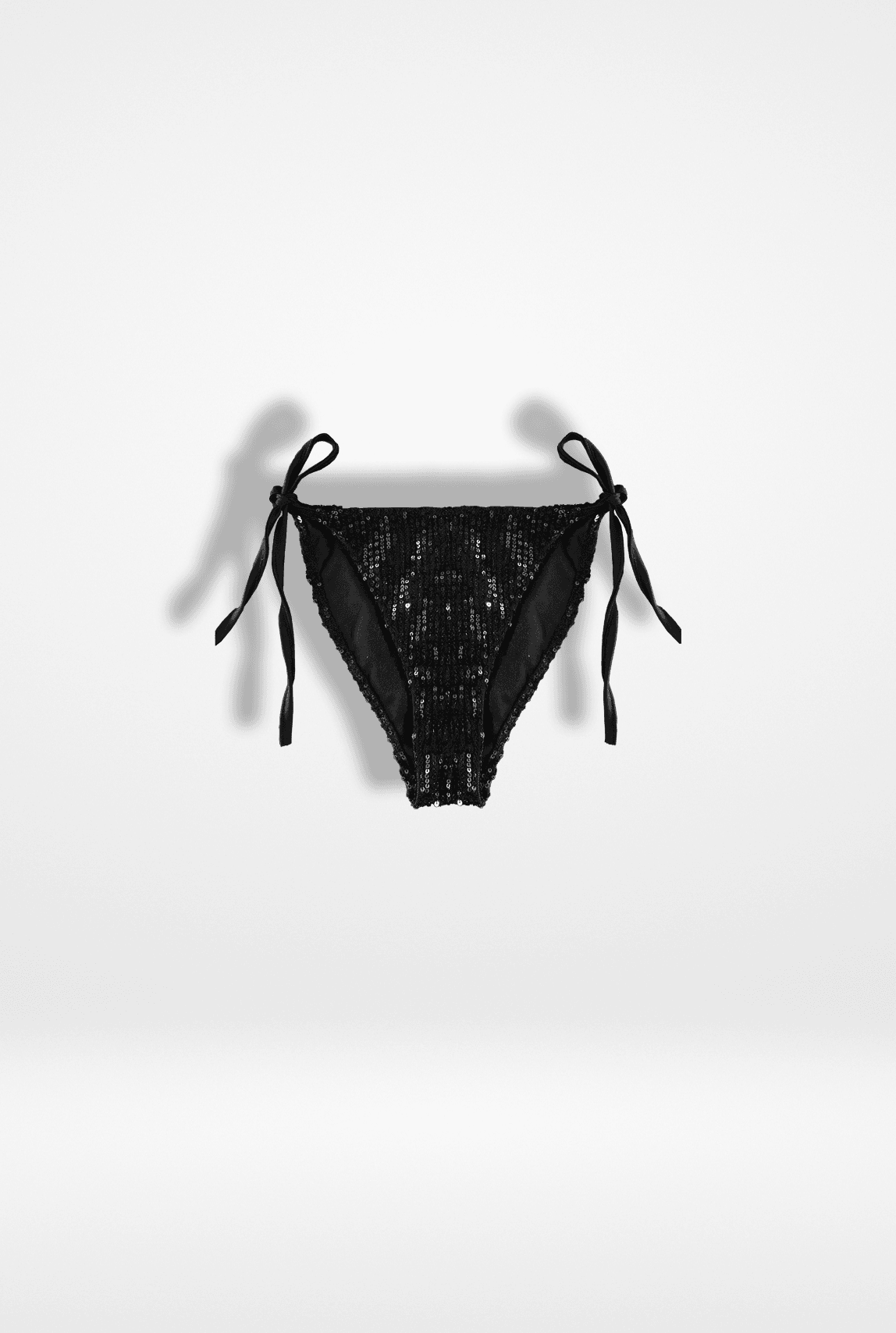 Siyah Pul Payet Bağcıklı Bikini Altı