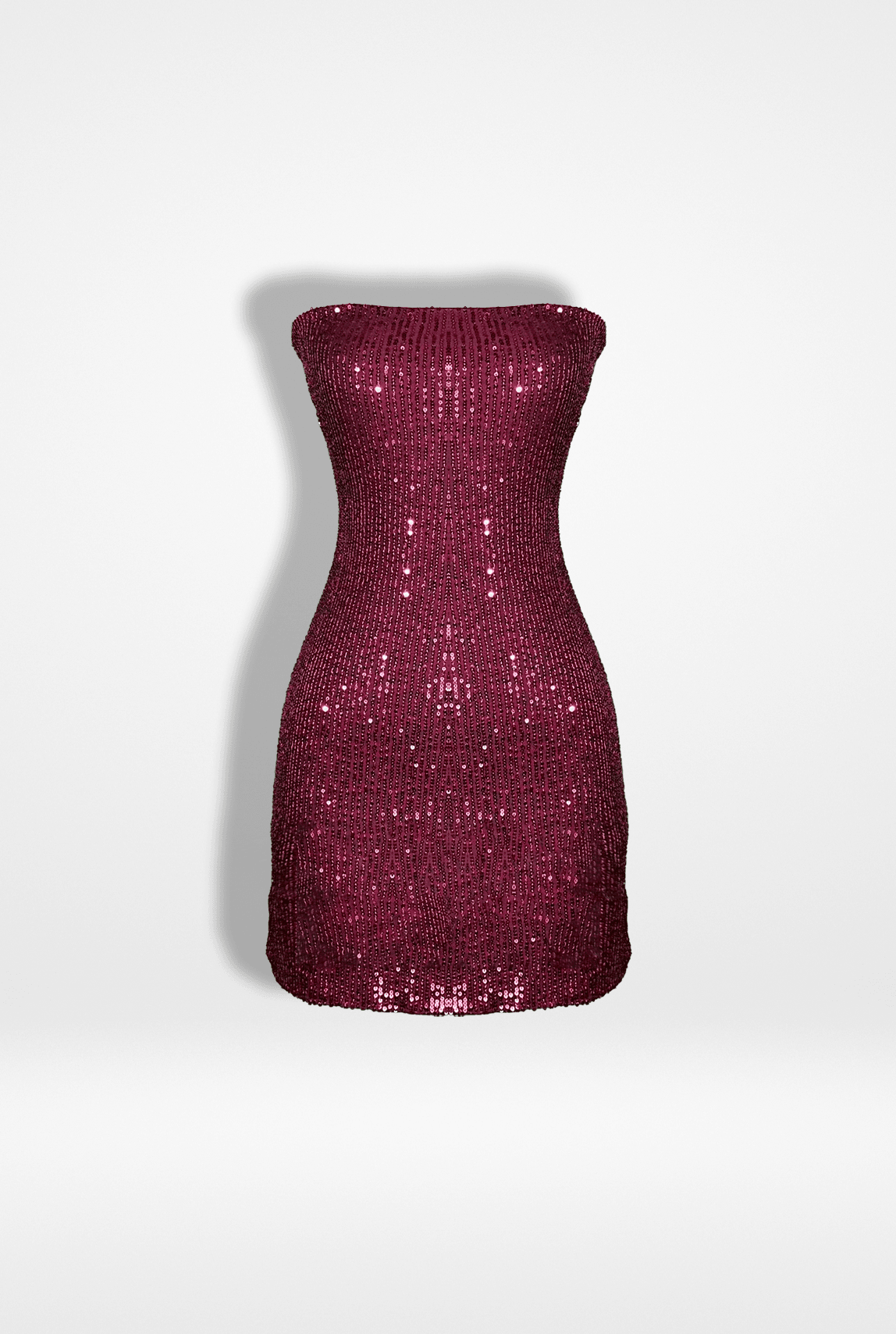 Bordo Mini Pul Payet Straplez Elbise