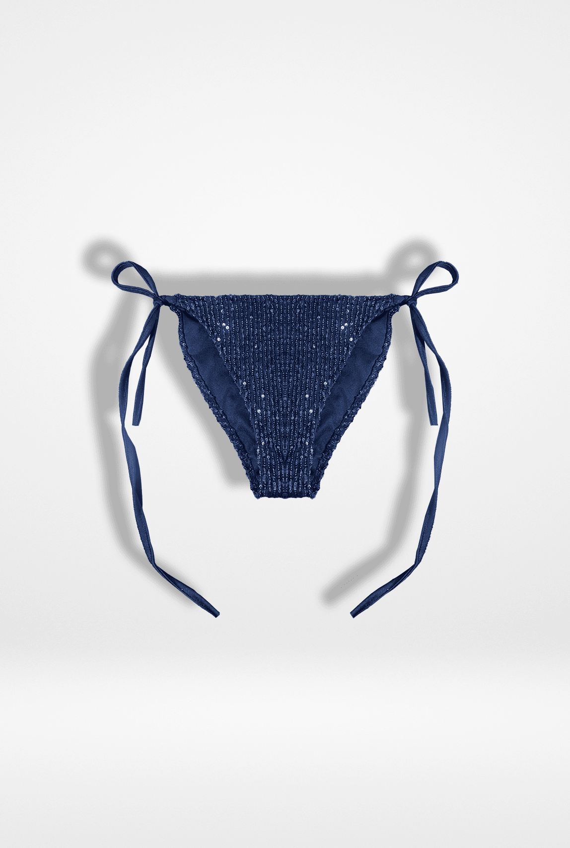 Lacivert Pul Payet Bağcıklı Bikini Altı