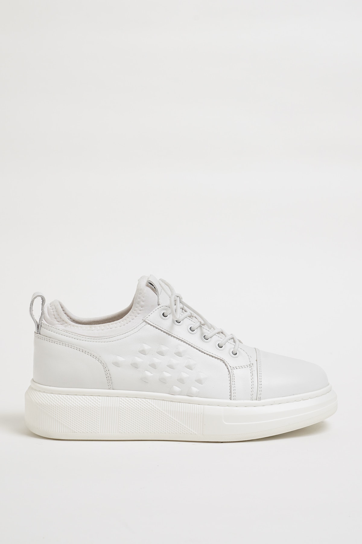 Nikolas Model İthal Taban Hakiki Deri Sneaker Ayakkabı - BEYAZ