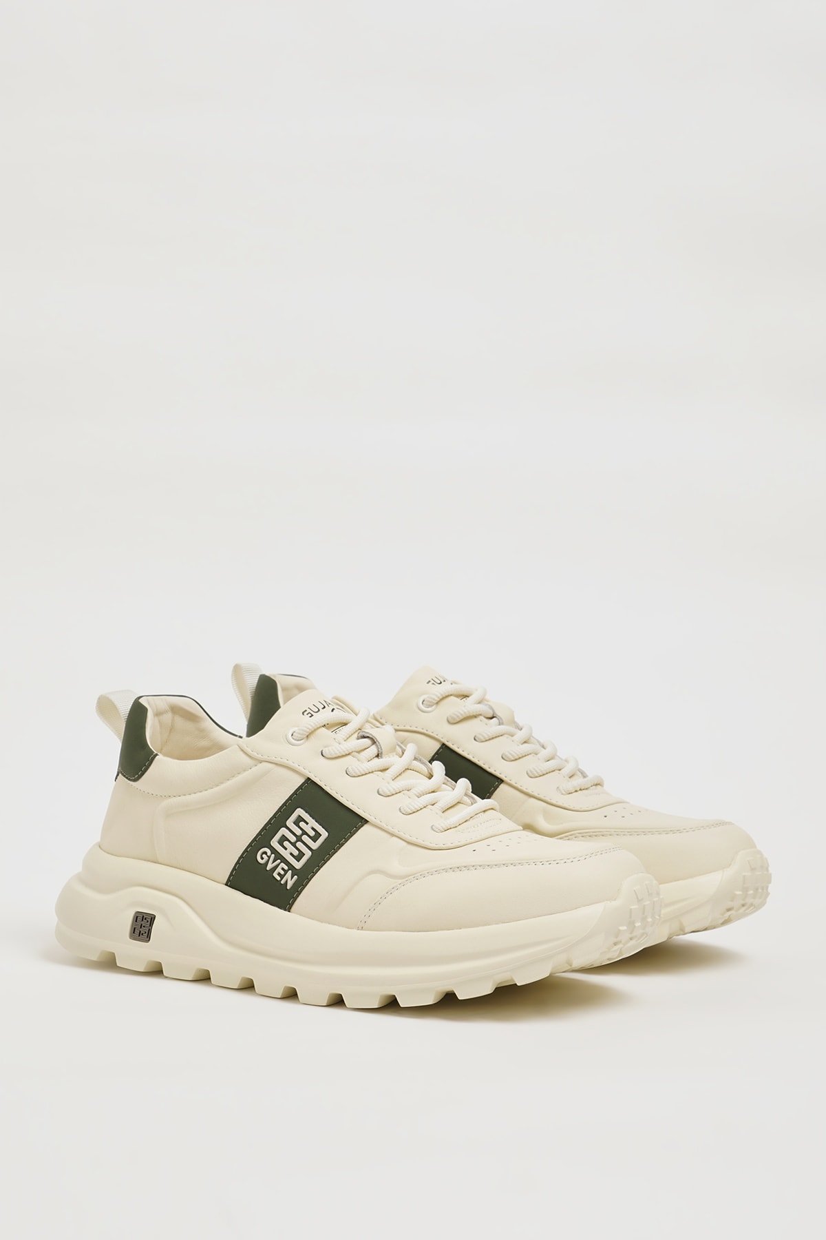 Milton Model İthal Taban Kombinasyonlu Deri Sneaker Ayakkabı - BEYAZ