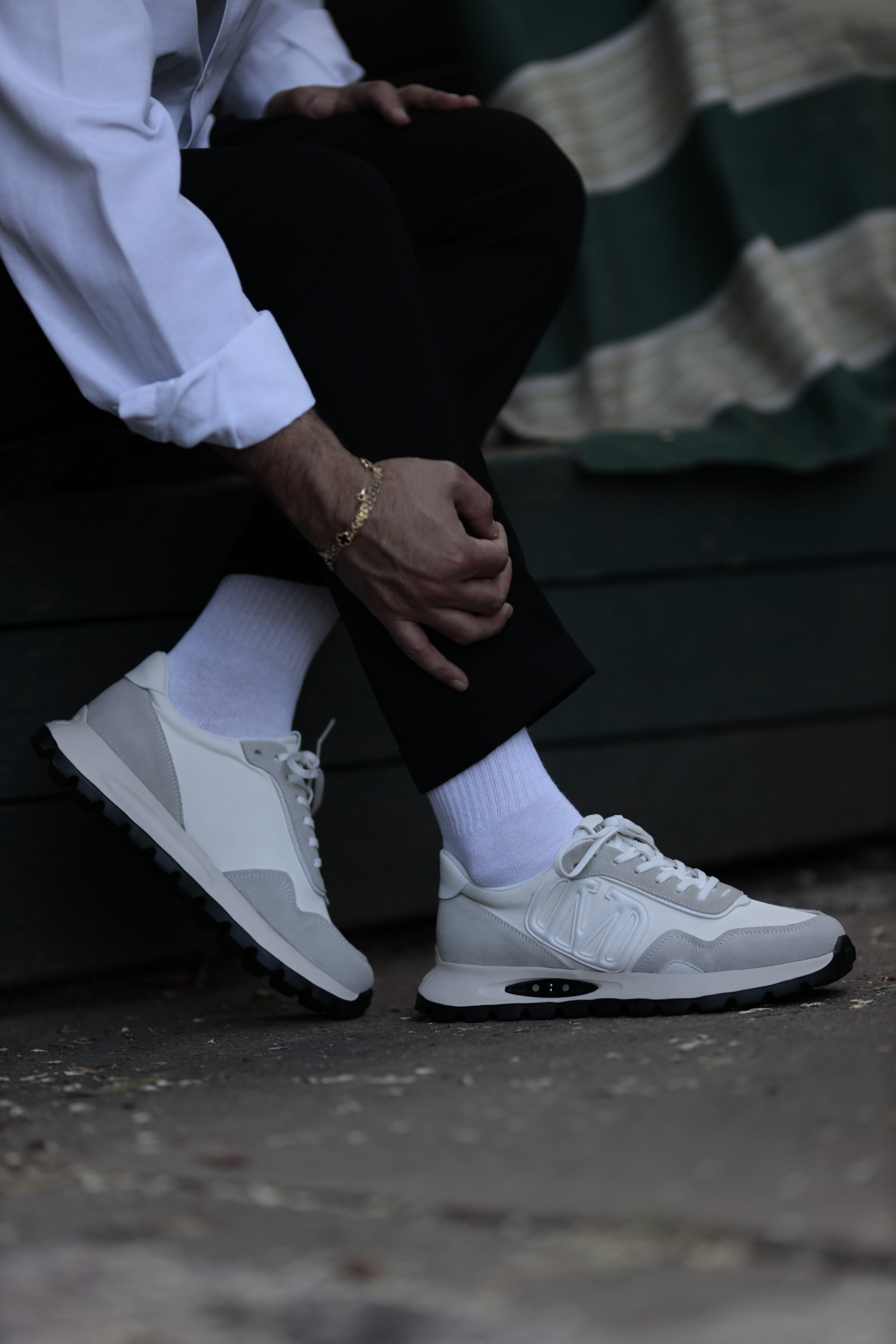 Admire Model Kombinasyonlu Deri İthal Taban Sneaker Ayakkabı - BEYAZ