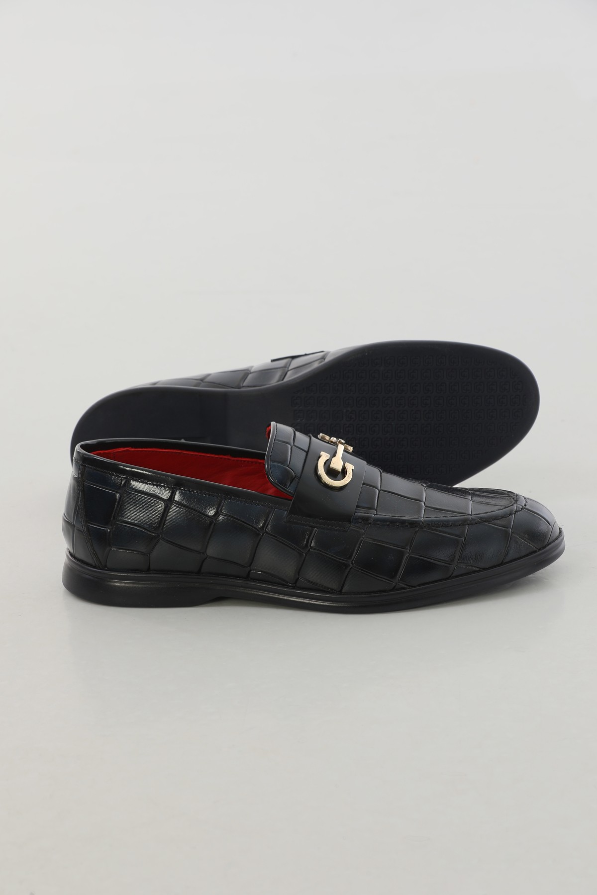 Kroko Detaylı Kauçuk Taban Loafer Ayakkabı