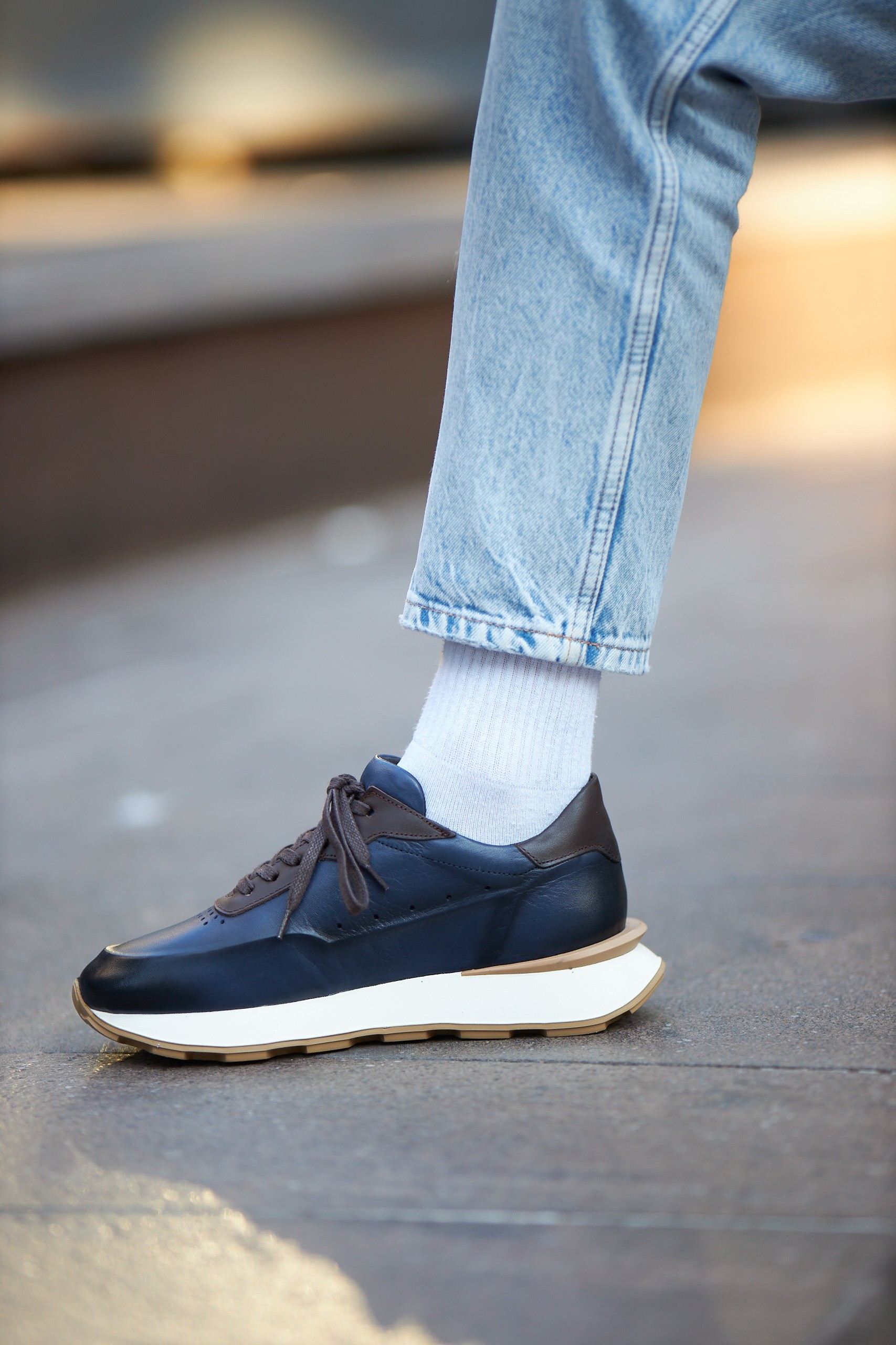 Venüs Model Silikon Taban Hakiki Deri Erkek Sneakers Ayakkabı