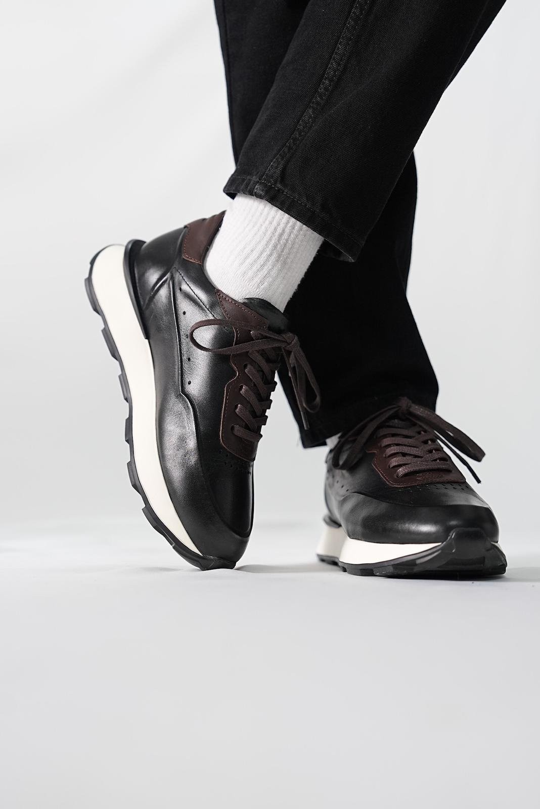 Venüs Model Silikon Taban Hakiki Deri Erkek Sneakers Ayakkabı