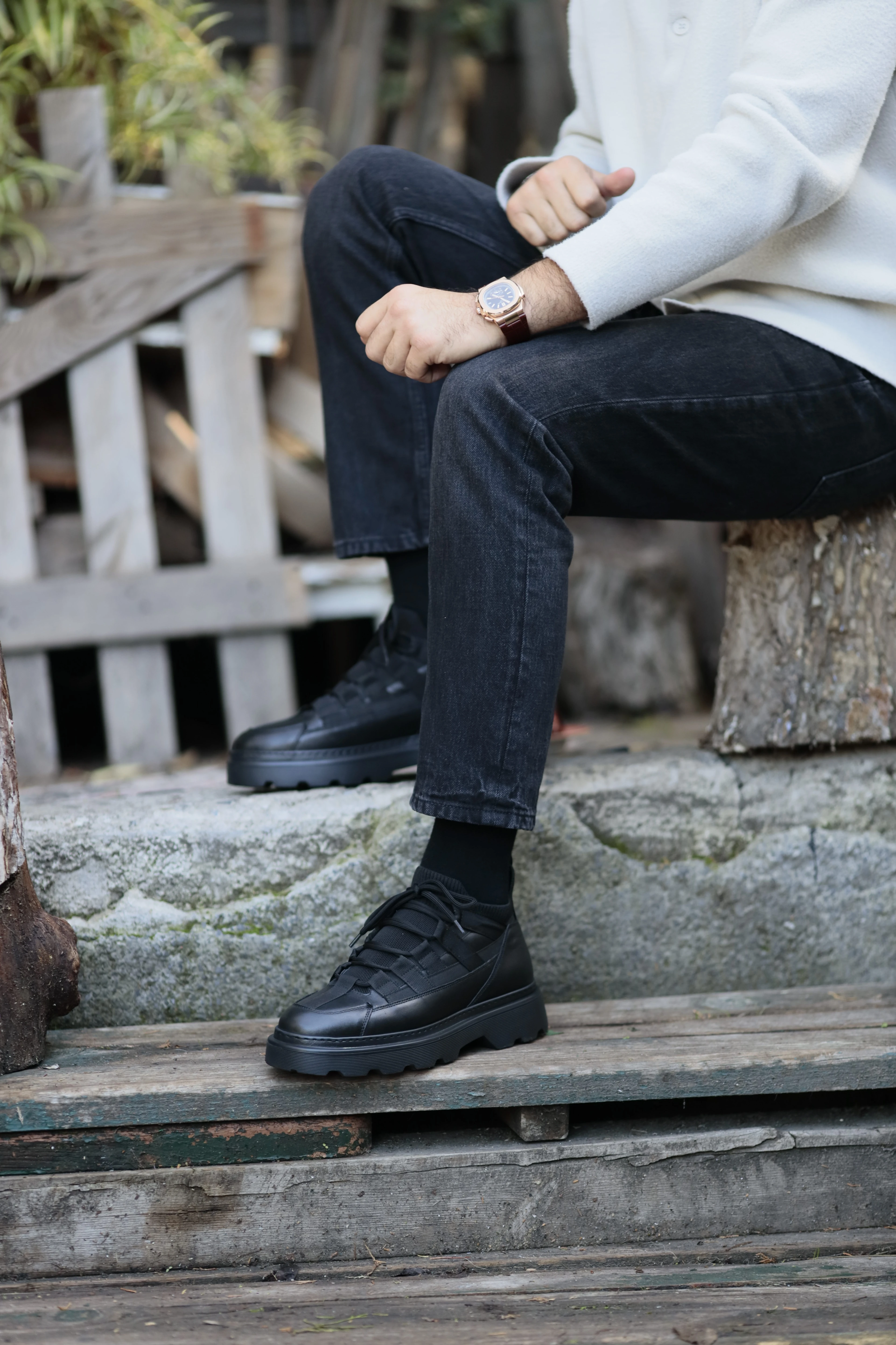 Roberto Model Eva Taban Kombinasyonlu Deri Bot