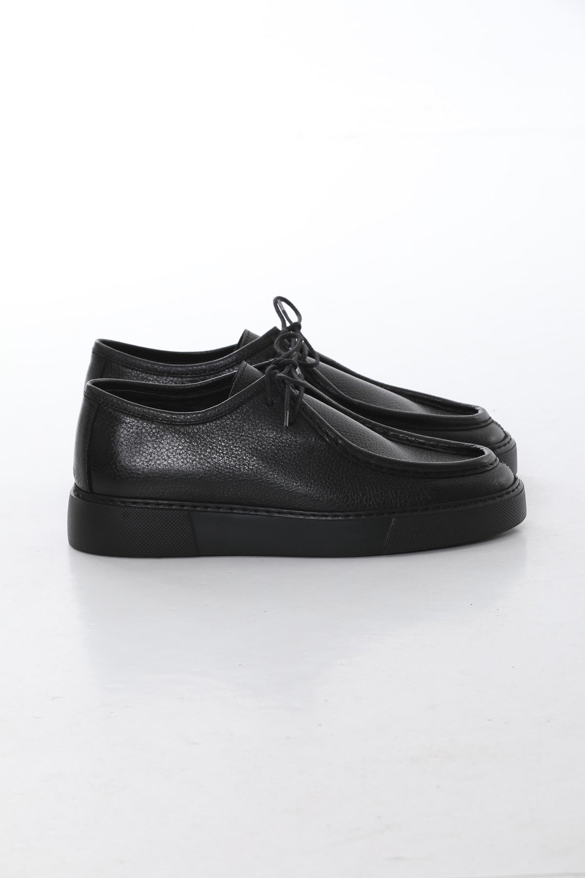 EVA SOLE FLOATER LEATHER CASUAL SHOES - Black